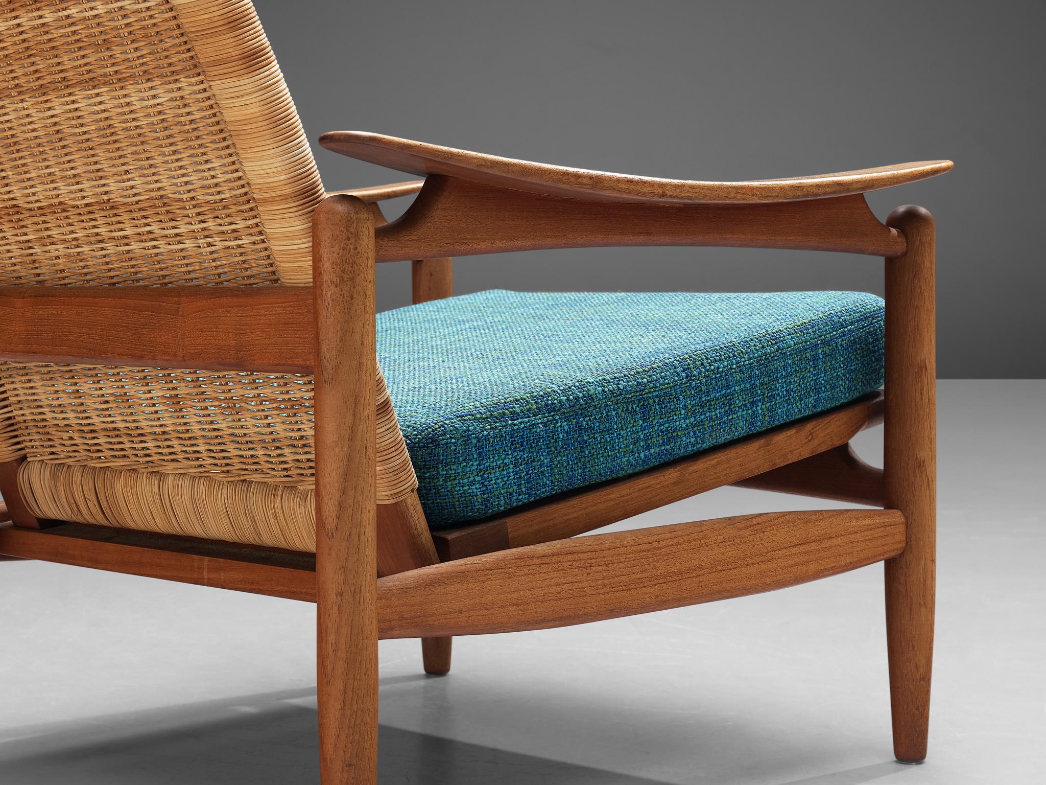 Pair of Lounge Chairs in Cane and Teak 4