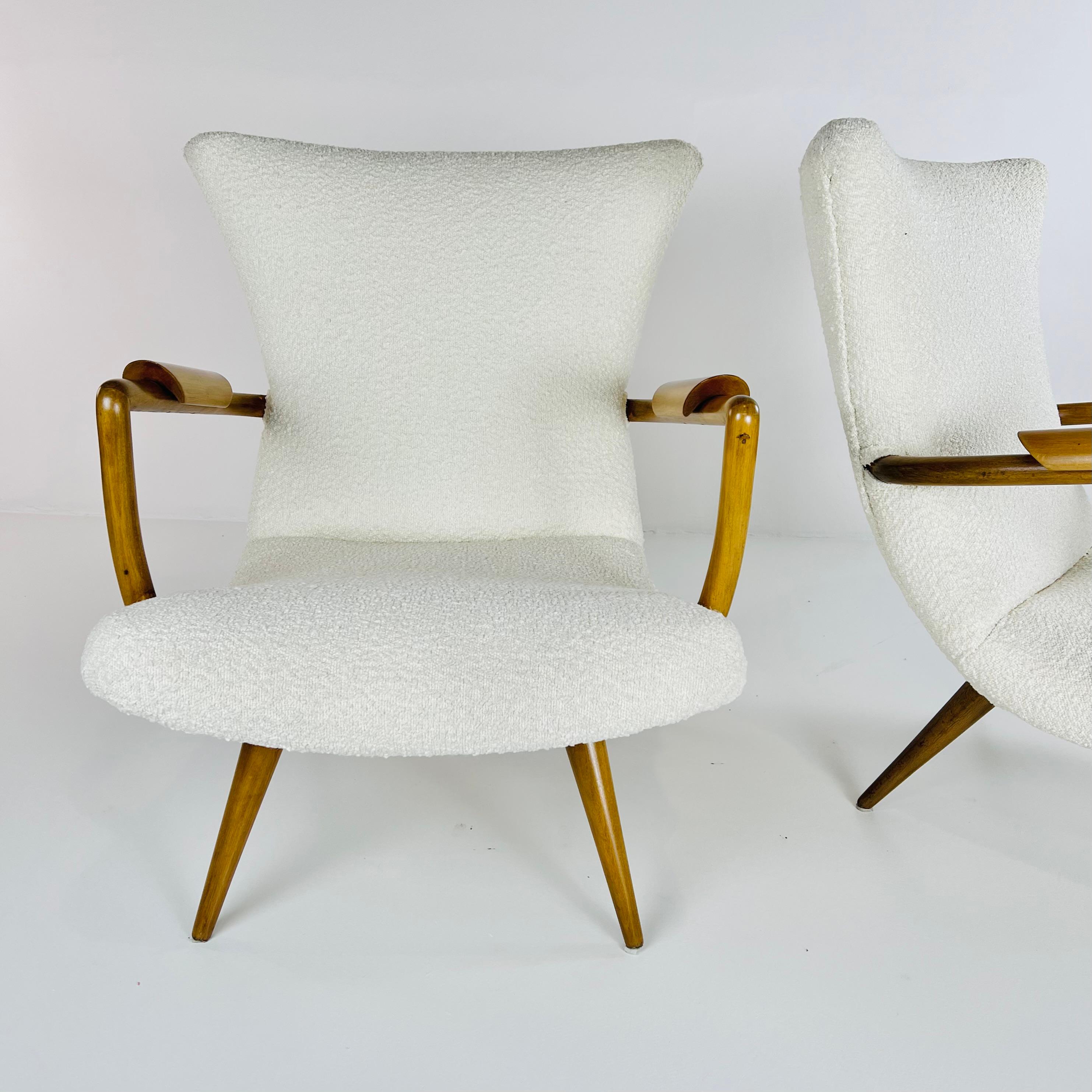 Pair of Lounge Chairs in Caviúna Wood Brazil 1950s Designer Giuseppe Scapinelli 1