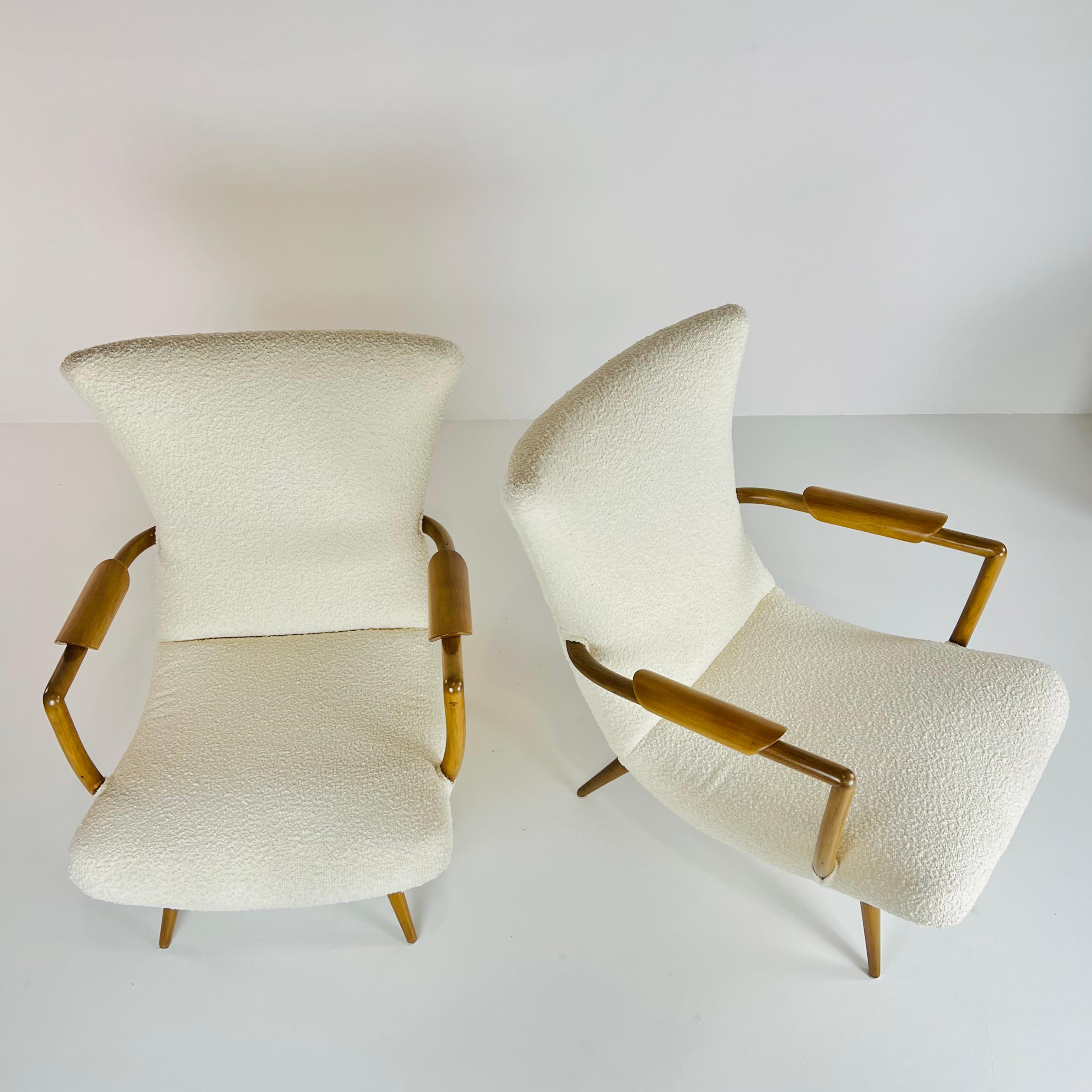 Pair of Lounge Chairs in Caviúna Wood Brazil 1950s Designer Giuseppe Scapinelli 2