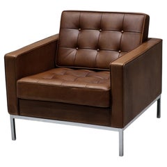Paar Loungesessel aus schokoladenbraunem Leder von Florence Knoll