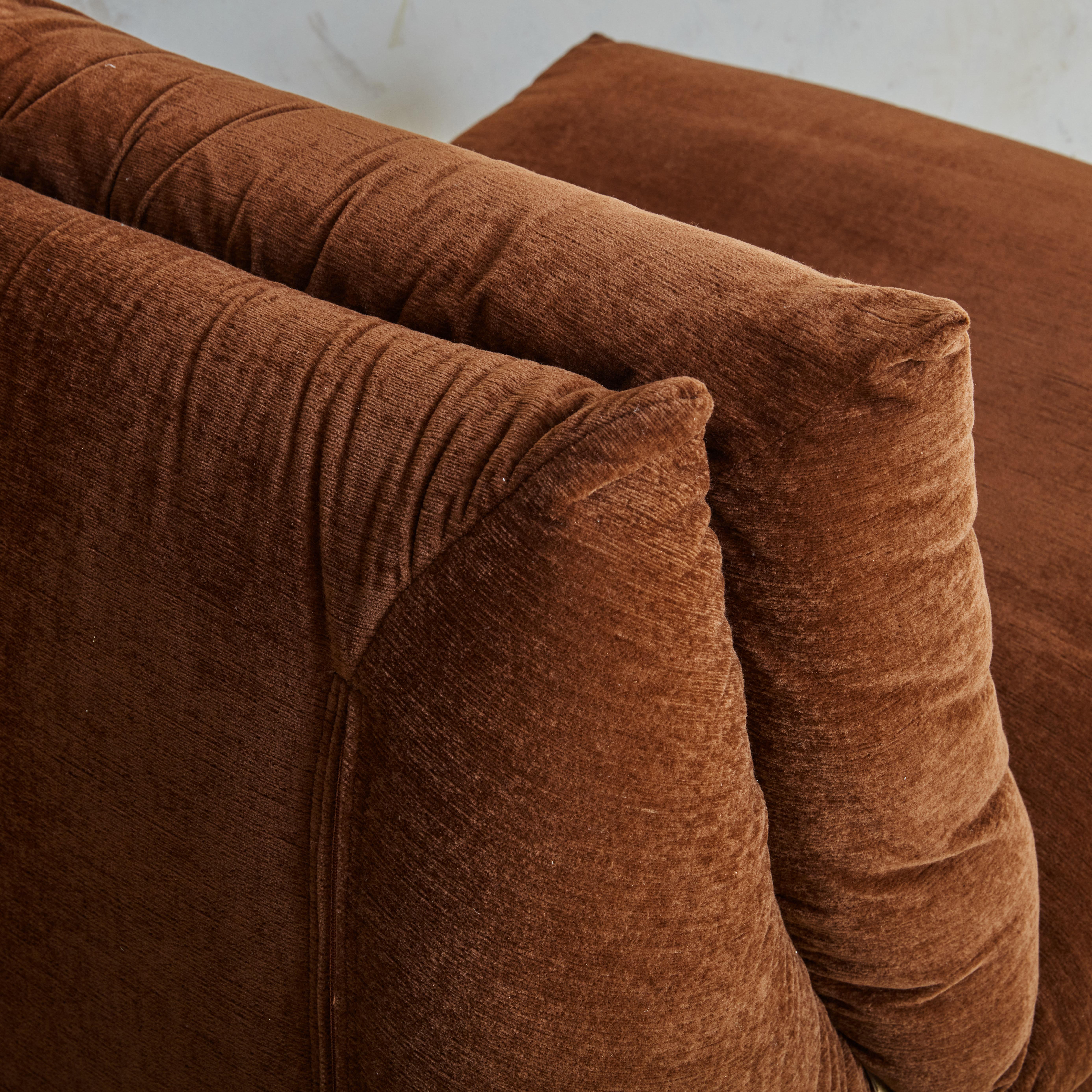 Pair of  Lounge Chairs in Chocolate Velvet  for Cinna / Ligne Roset, France 1975 2