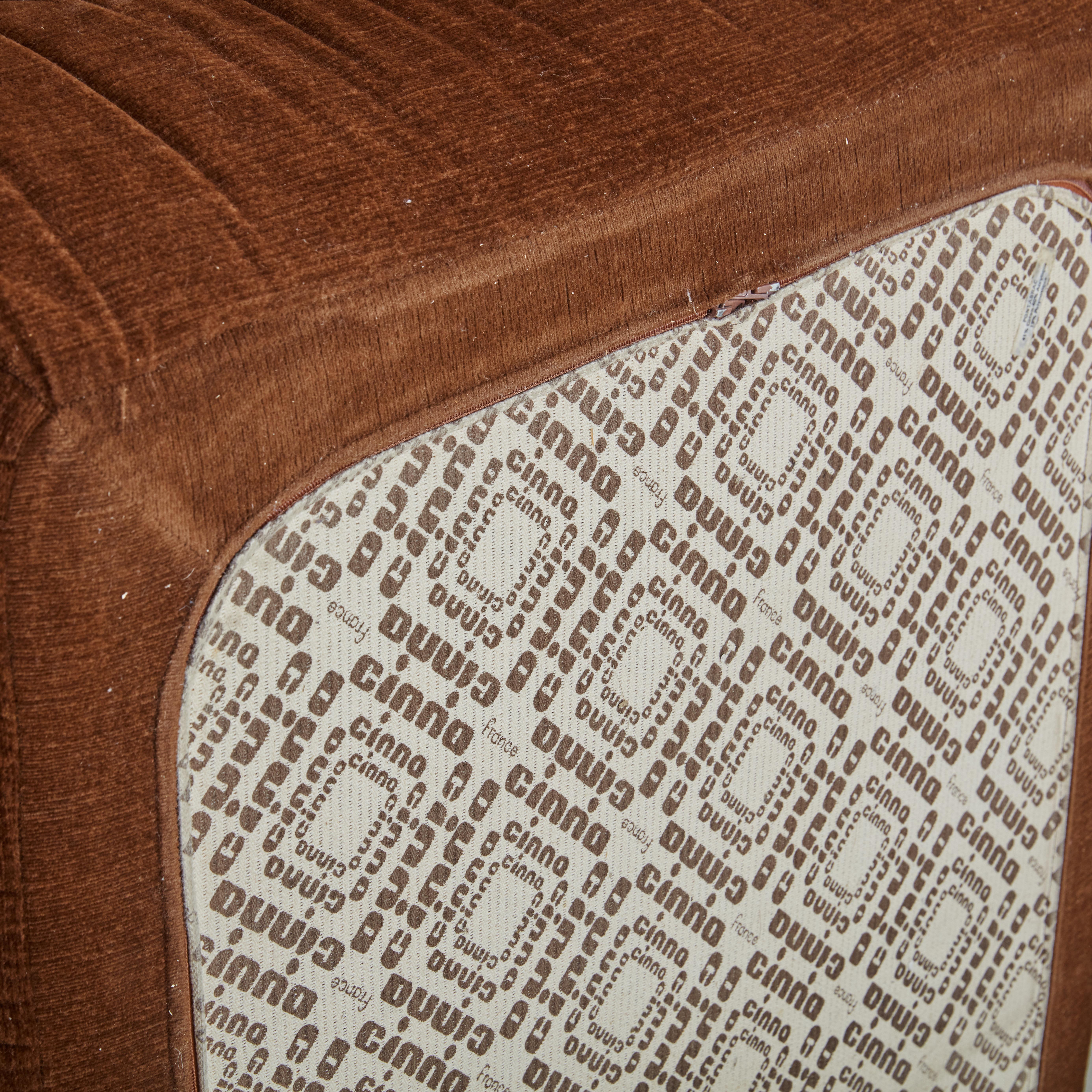 Pair of  Lounge Chairs in Chocolate Velvet  for Cinna / Ligne Roset, France 1975 3