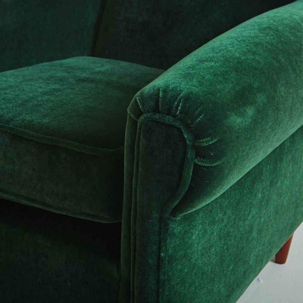 Pair of Lounge Chairs in Emerald Velvet in the Style of Paolo Buffa, Italy 1960s 6