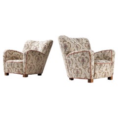 Pair of Lounge Chairs in Floral Upholstery