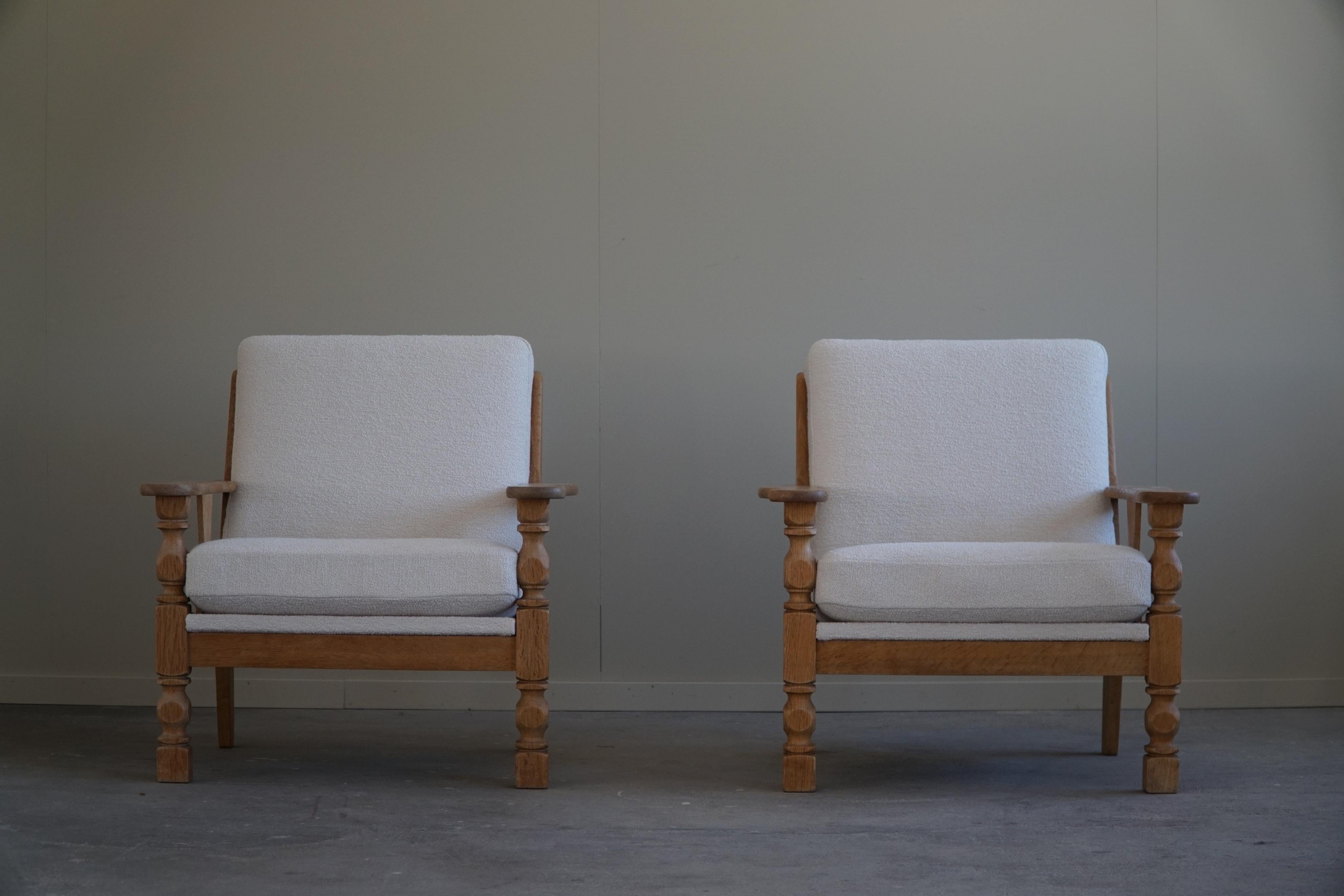 Pair of Lounge Chairs in Oak by Henning Kjærnulf, Danish Modern, 1960s 7