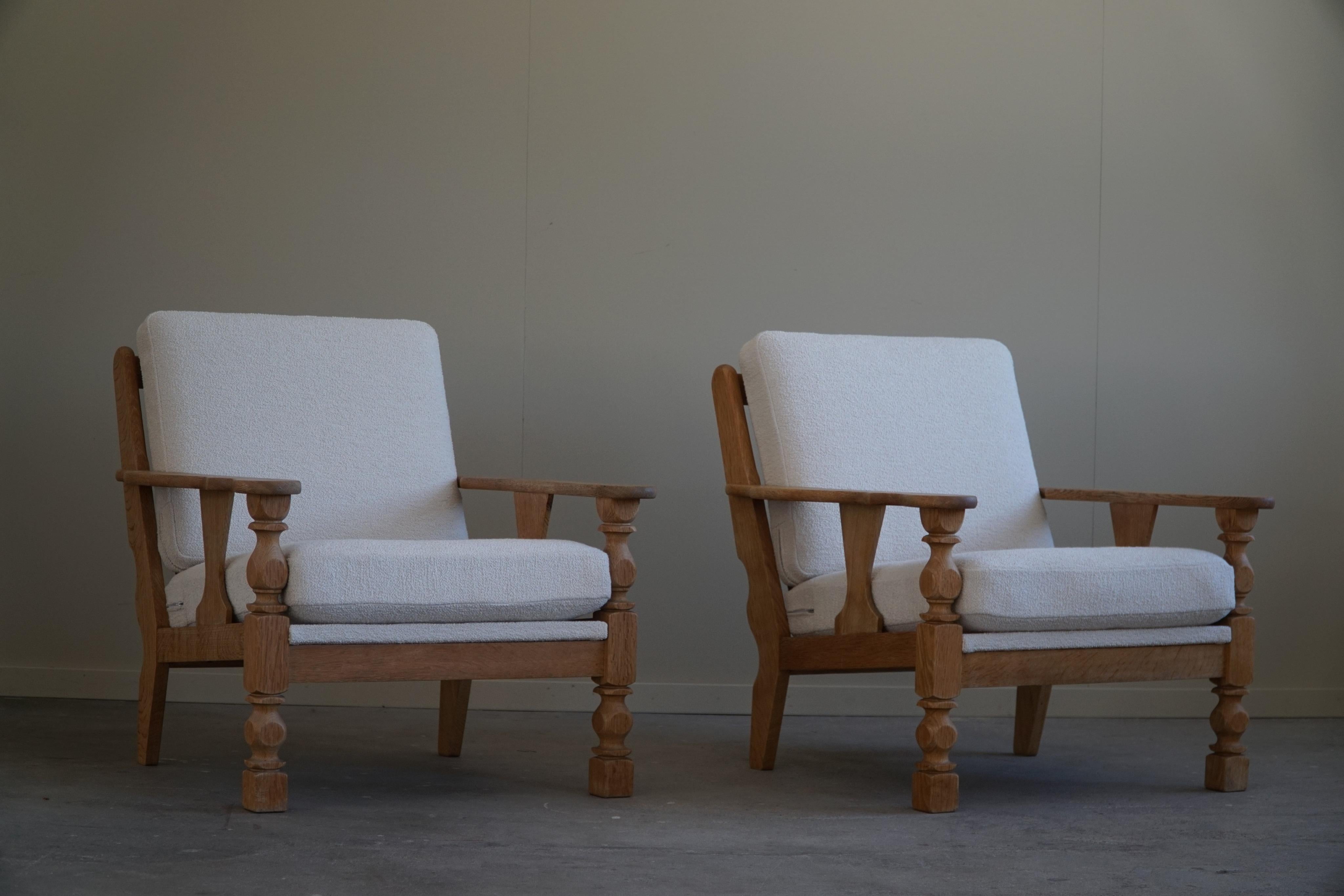 Pair of Lounge Chairs in Oak by Henning Kjærnulf, Danish Modern, 1960s 10