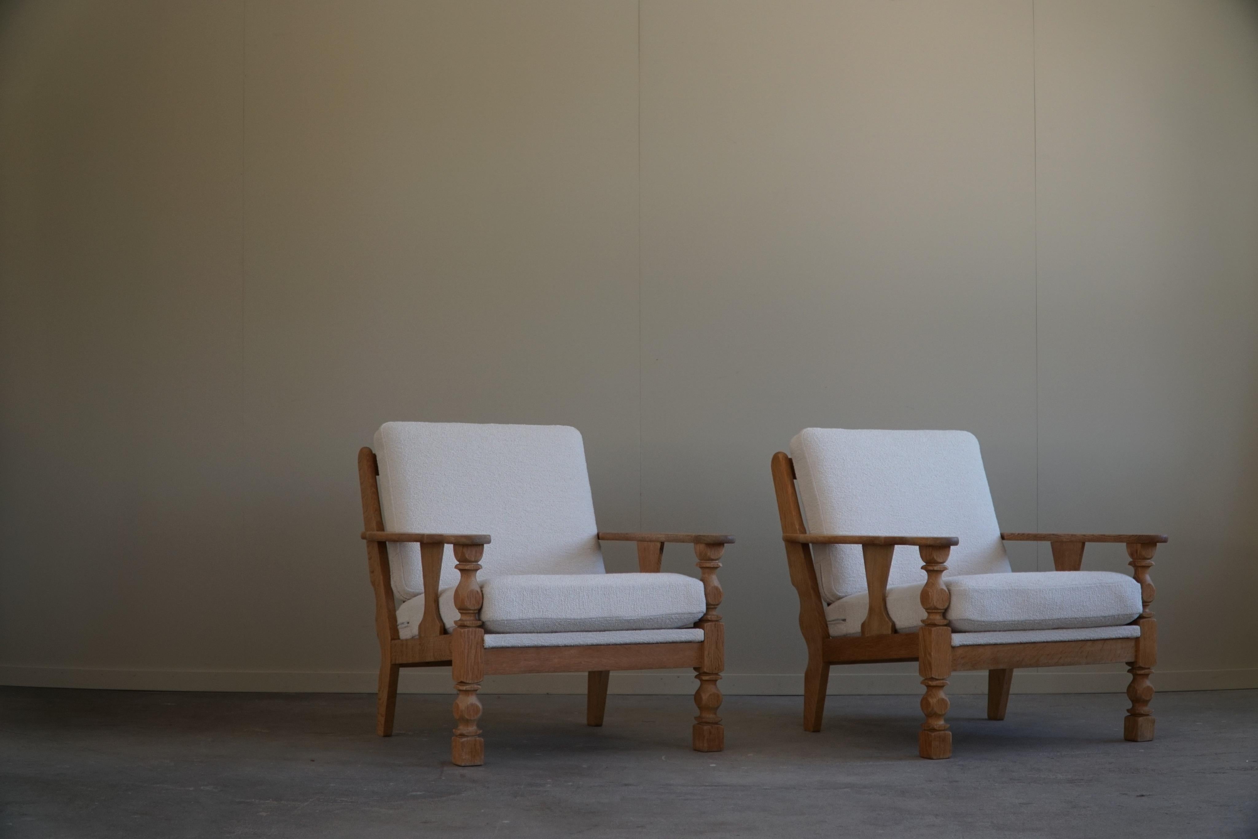 Pair of Lounge Chairs in Oak by Henning Kjærnulf, Danish Modern, 1960s 11