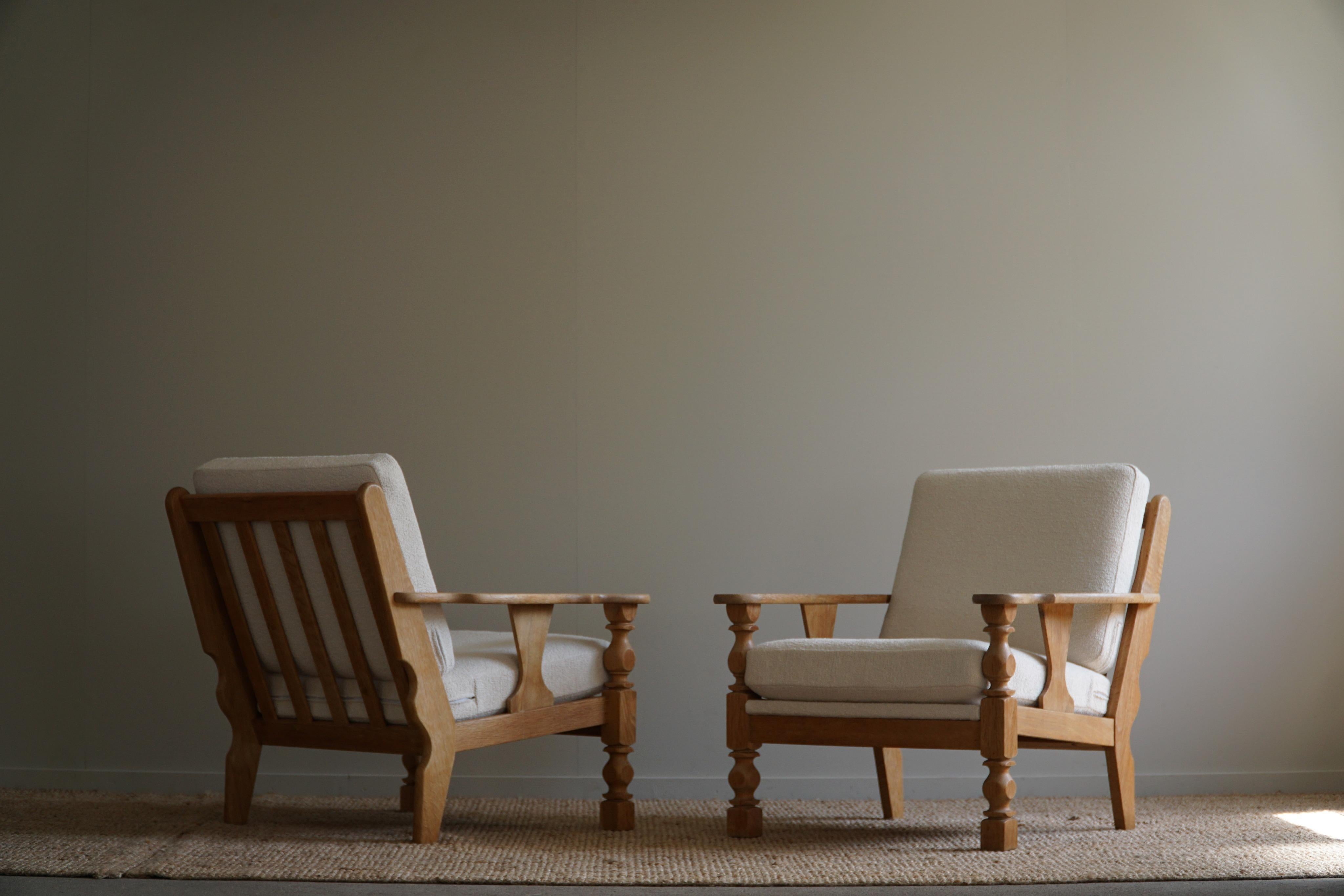 Mid-Century Modern Pair of Lounge Chairs in Oak by Henning Kjærnulf, Danish Modern, 1960s