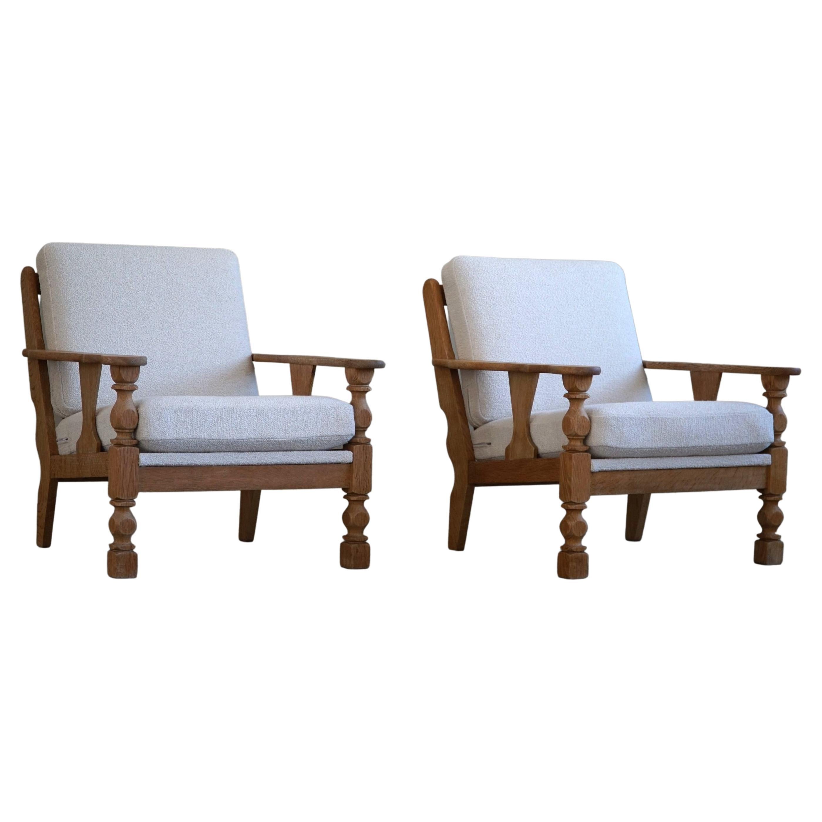 Pair of Lounge Chairs in Oak by Henning Kjærnulf, Danish Modern, 1960s