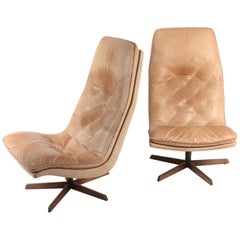 Pair of Lounge Chairs in Patinated Leather by Berg, 1960s