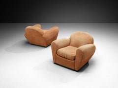 Pair of lounge Chairs in Patterned Fabric and Organic Shape