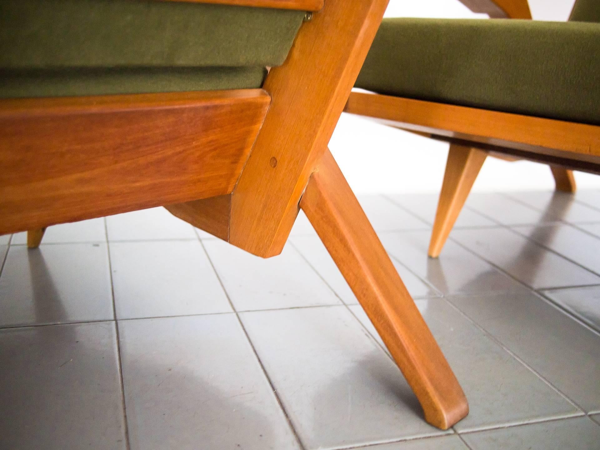 Hardwood 1950s Pair of Lounge Chairs in Pau Marfim Wood by Acácio Gil Borsoi, Brazil