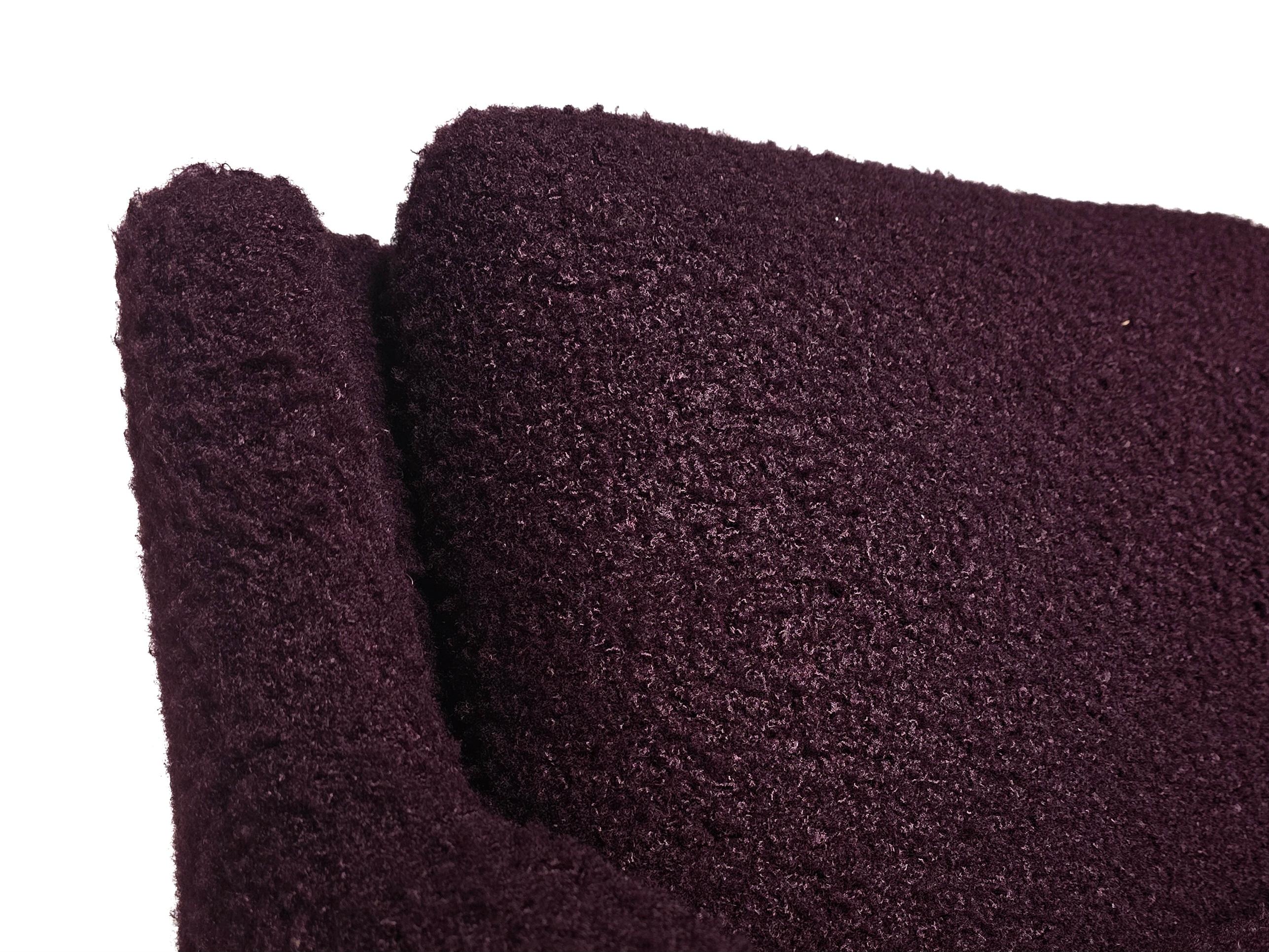 Pair of lounge chairs in purple bouclé, Airborne International, 1970s For Sale 2