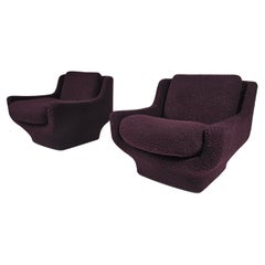 Pair of lounge chairs in purple bouclé, Airborne International, 1970s