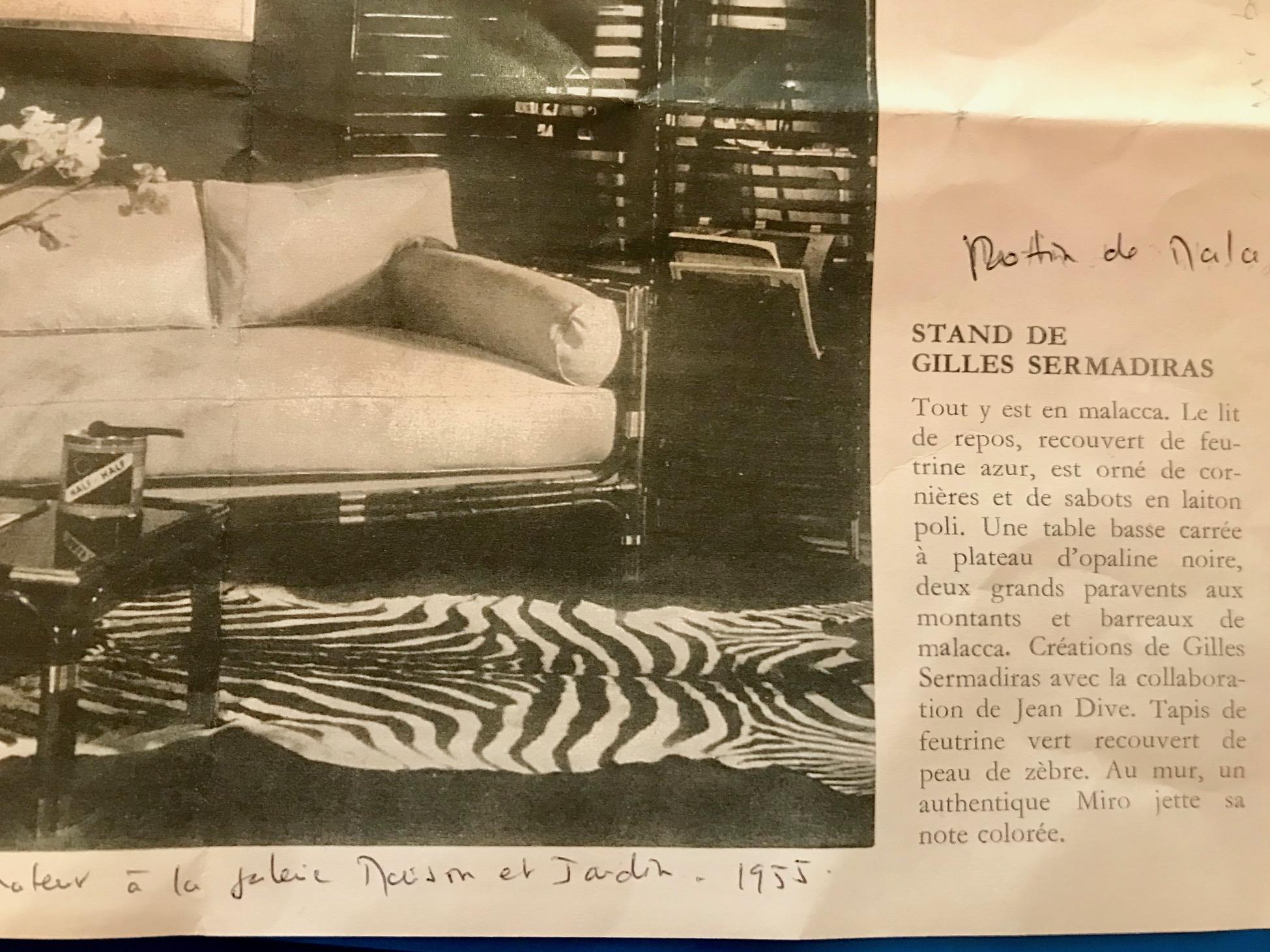 Paire de  Chaises longues en rotin et laiton, Maison et Jardin, années 1950  en vente 10