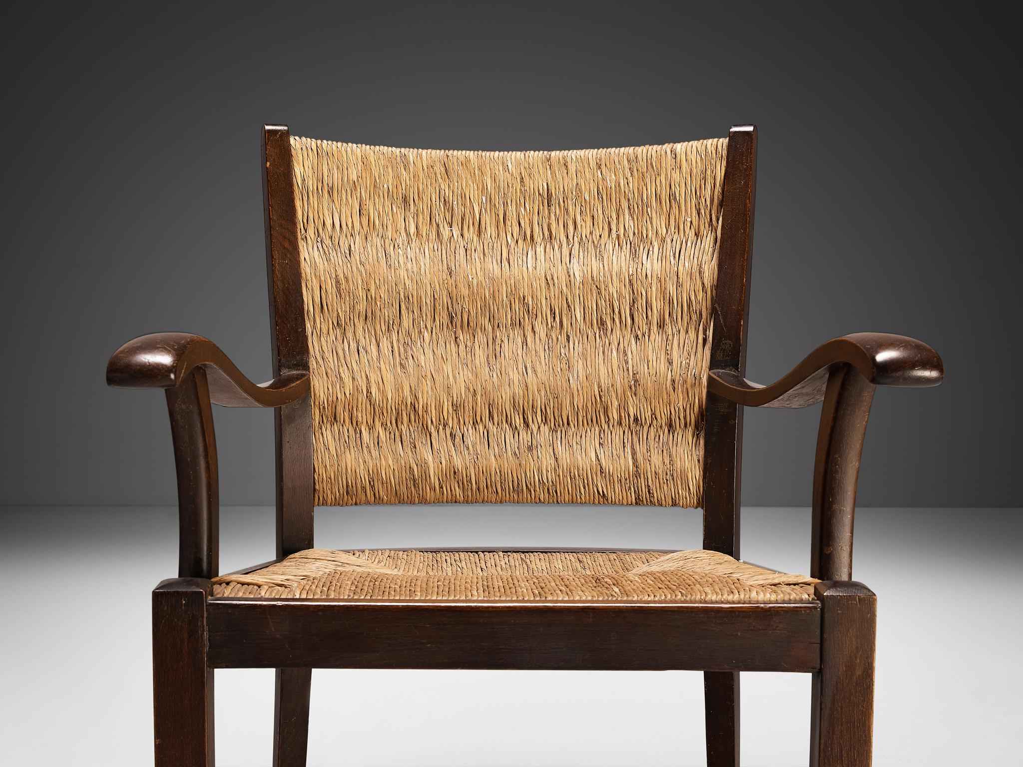 Pair of Lounge Chairs in Straw and Wood  2