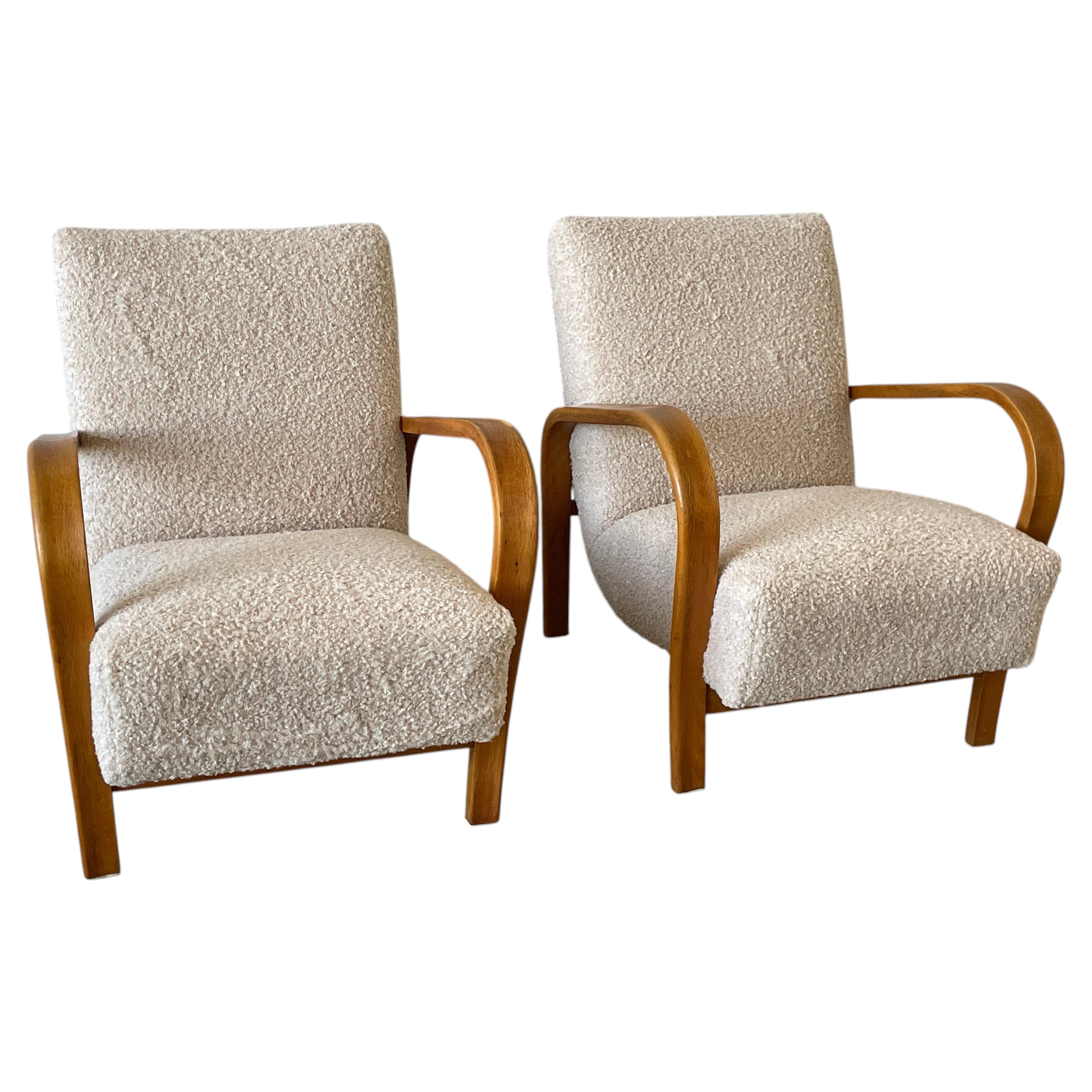 Pair of Lounge Chairs in the Manner of Karel Kozelka & Antonin Kropacek, 1950s