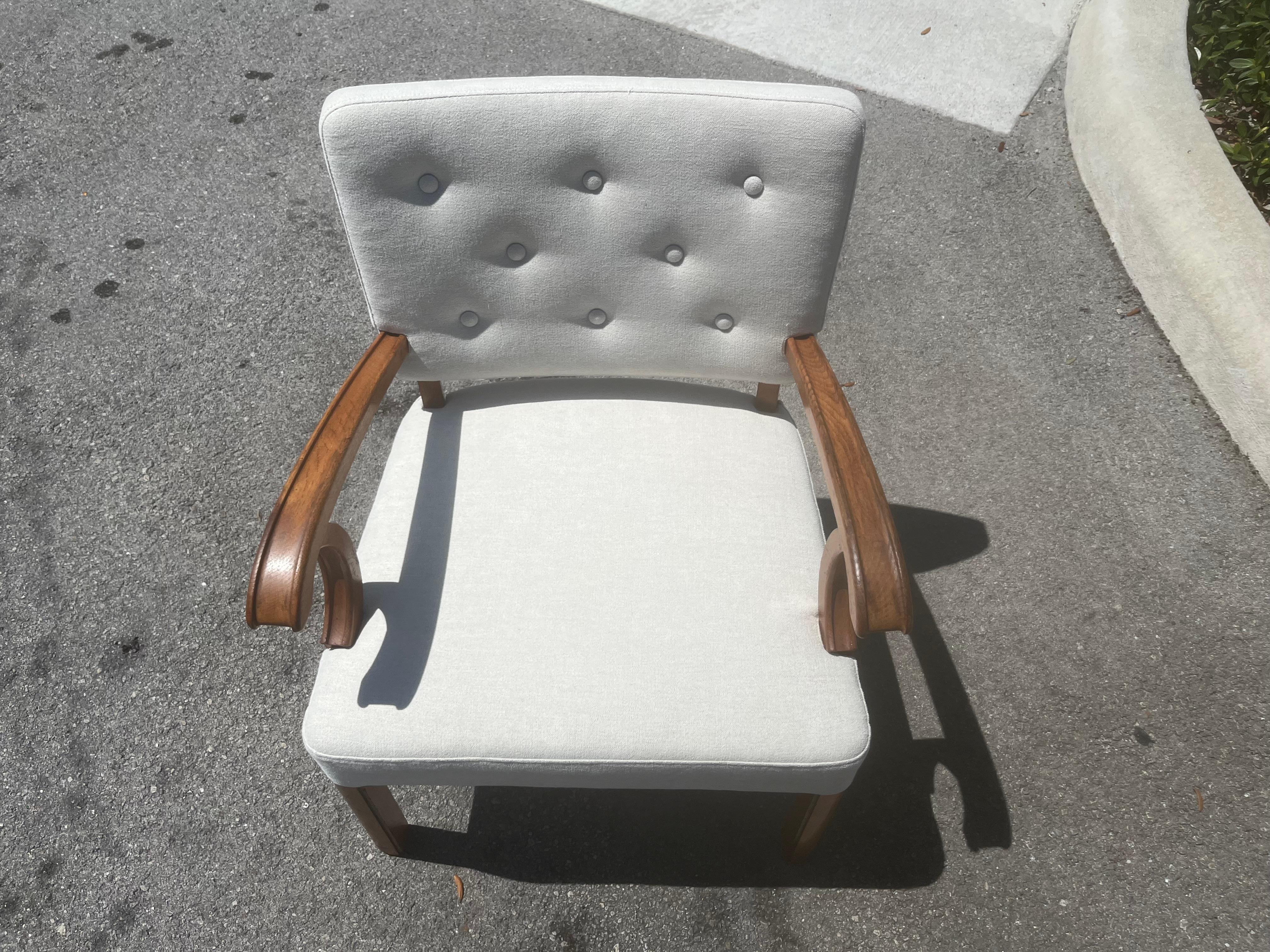 Paire de chaises longues dans le style Vilhelm Lauritzen, Danemark années 1940, Oak, Beige en vente 13