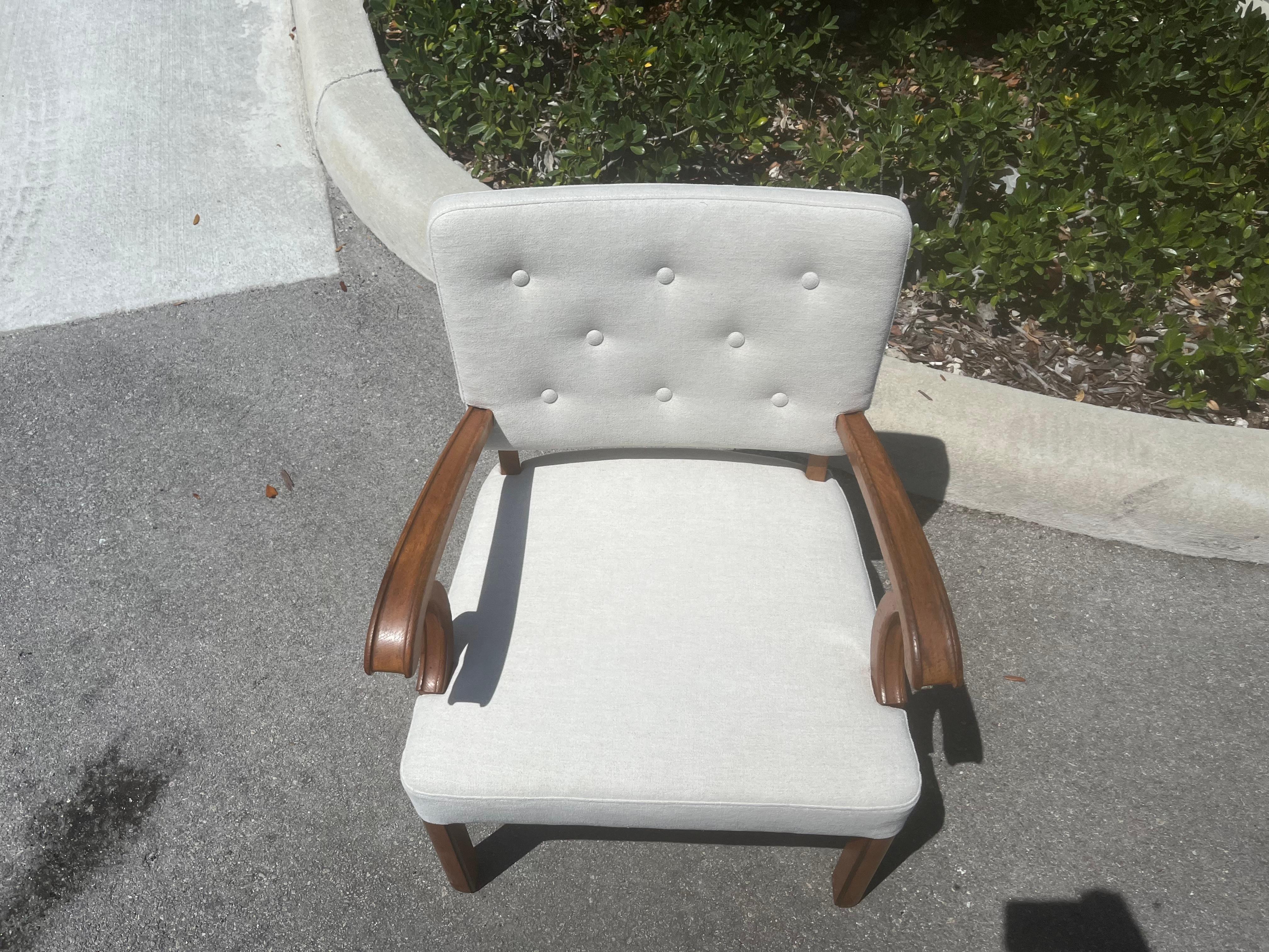 Paire de chaises longues dans le style Vilhelm Lauritzen, Danemark années 1940, Oak, Beige en vente 3