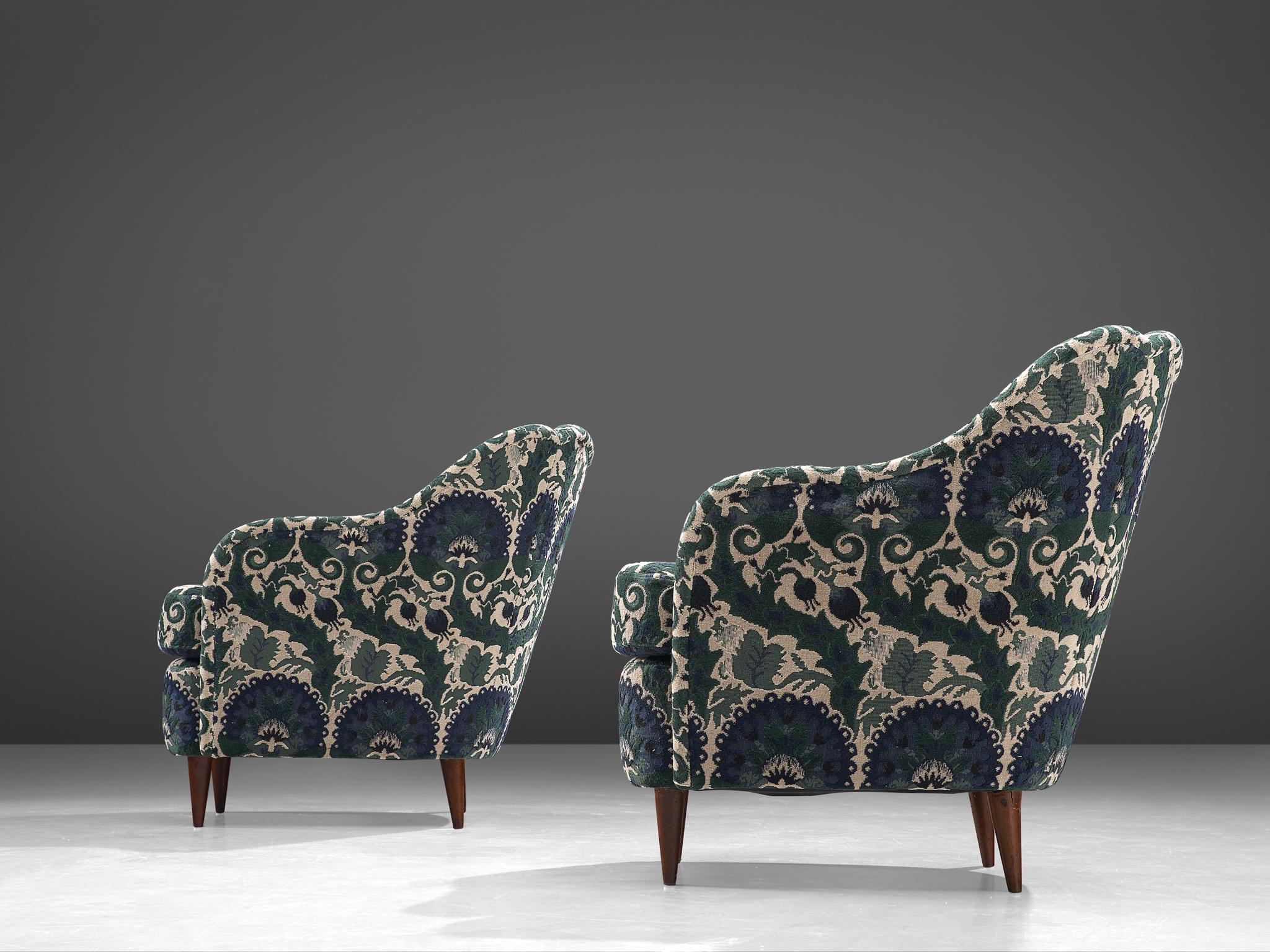 Mid-20th Century Pair of Lounge Chairs in ZAK+FOX ‘Fantasma’ Collection 2020 Upholstery