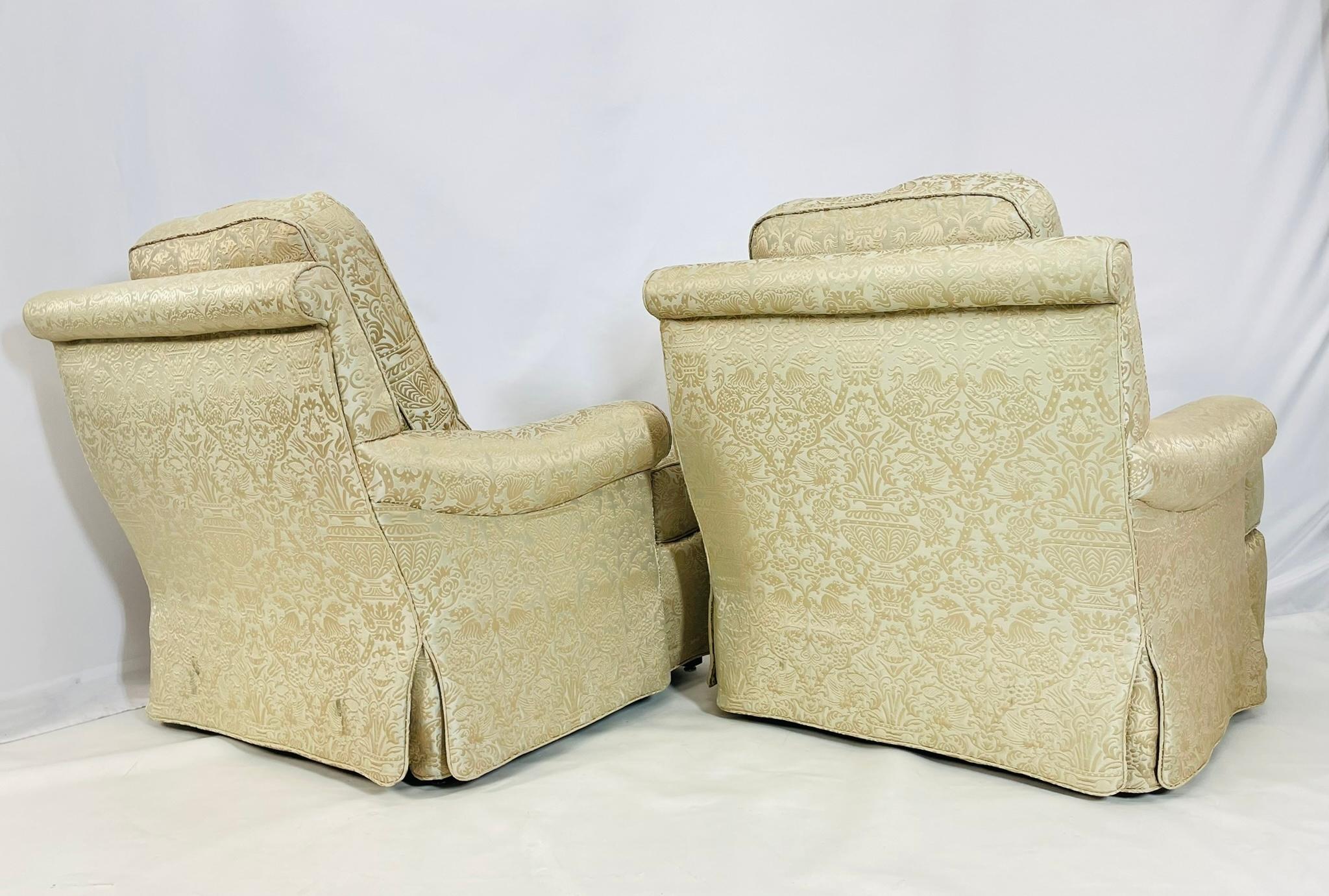 Pareja de tumbonas fabricadas en Estados Unidos por R. Jones & Associates Tela en venta