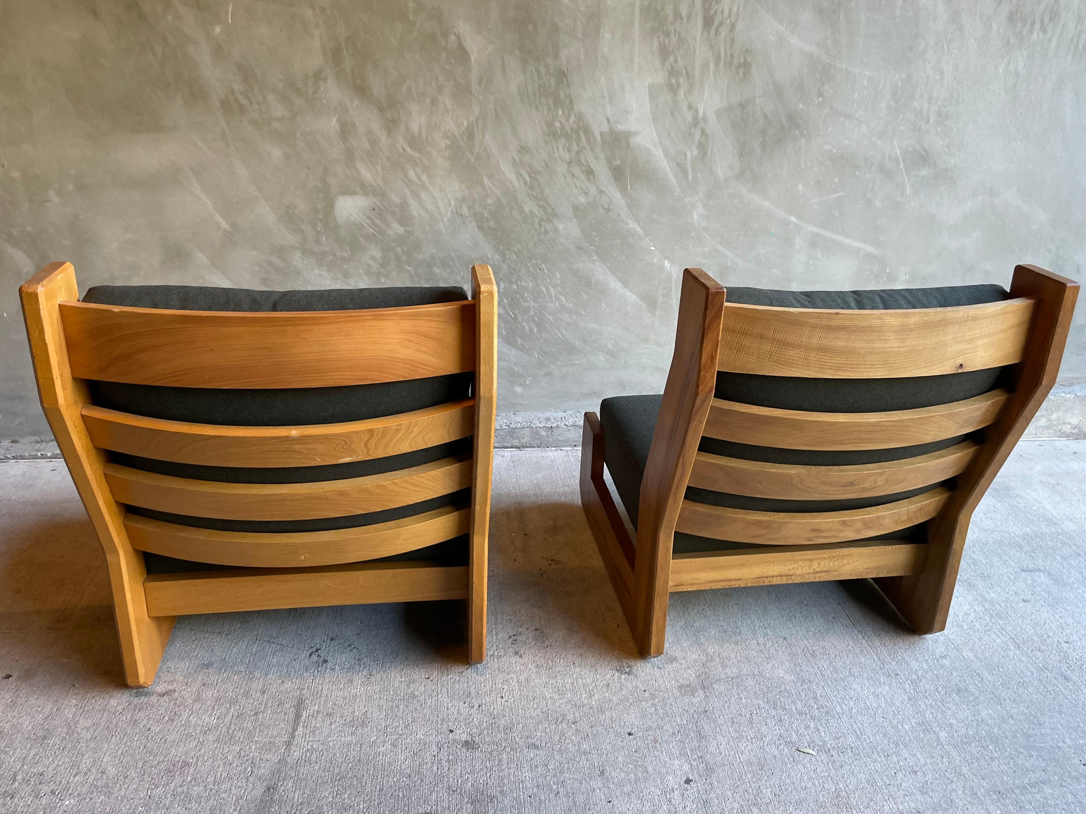 Wool Pair of Lounge Chairs, Maison Regain, France, 1980's For Sale