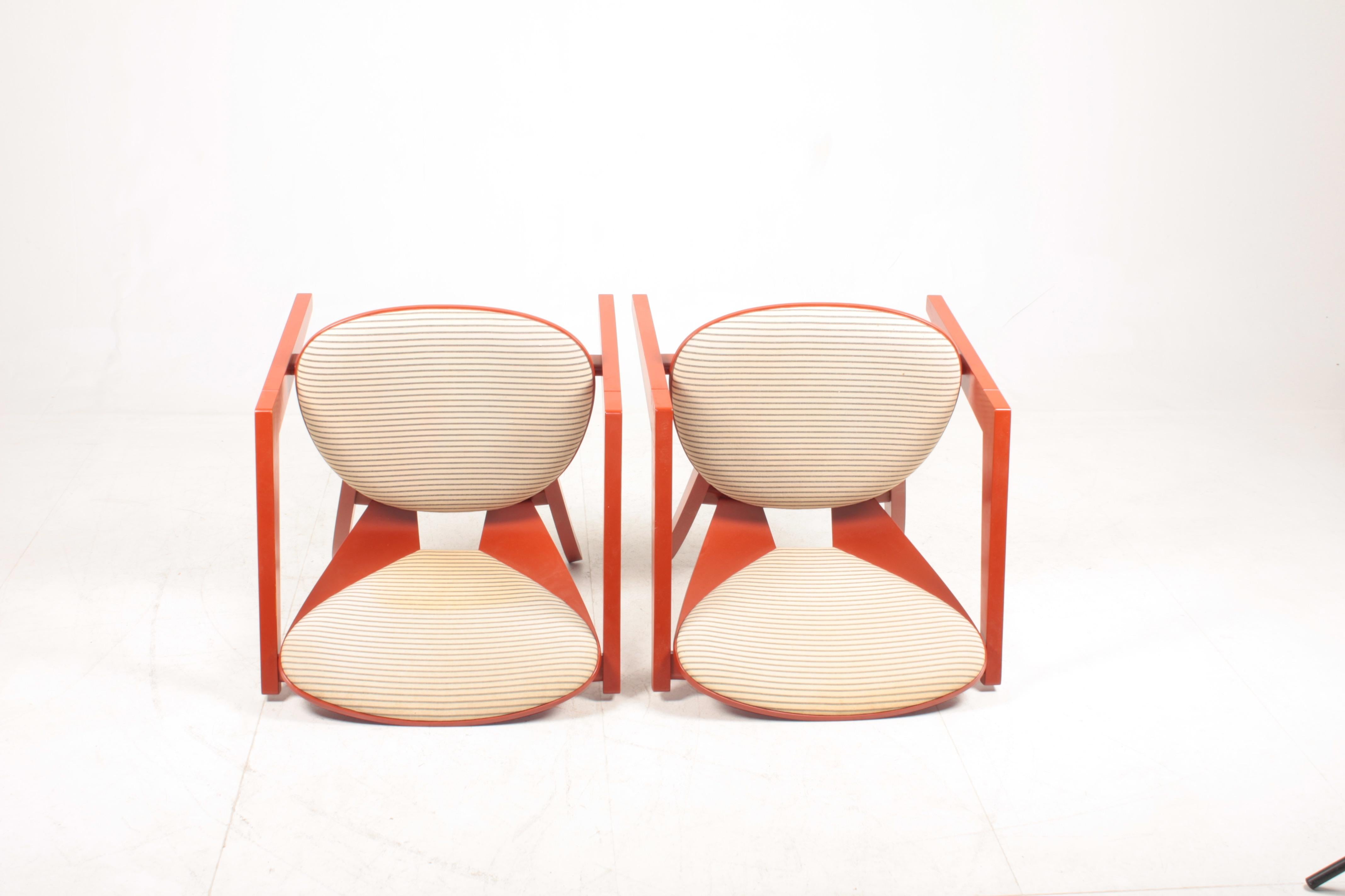 Fabric Pair of Lounge Chairs Model Ge460 by Hans Wegner, 1970s