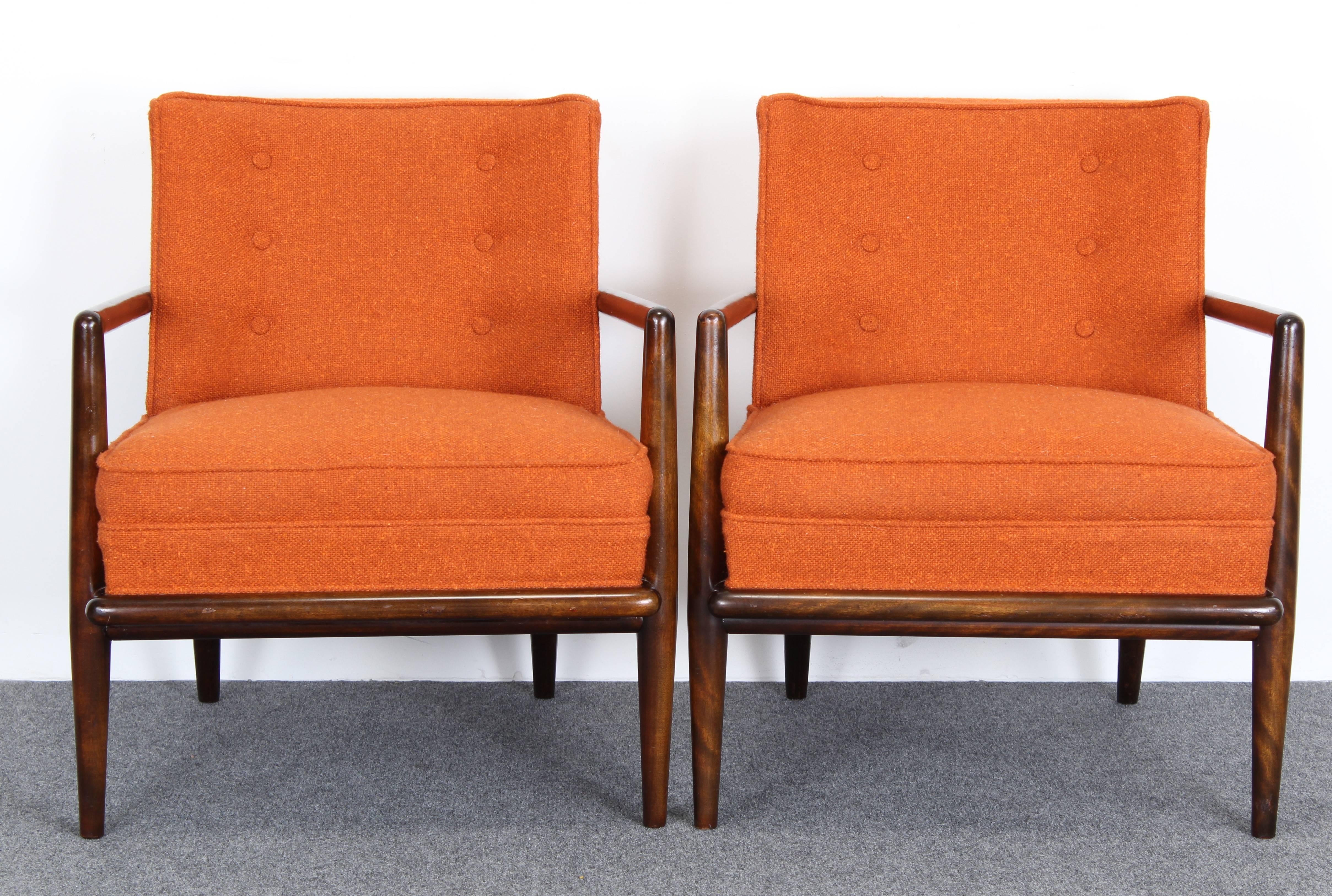 Mid-Century Modern Pair of Lounge Chairs Model No. 1721 by T.H. Robsjohn-Gibbings, 1950s