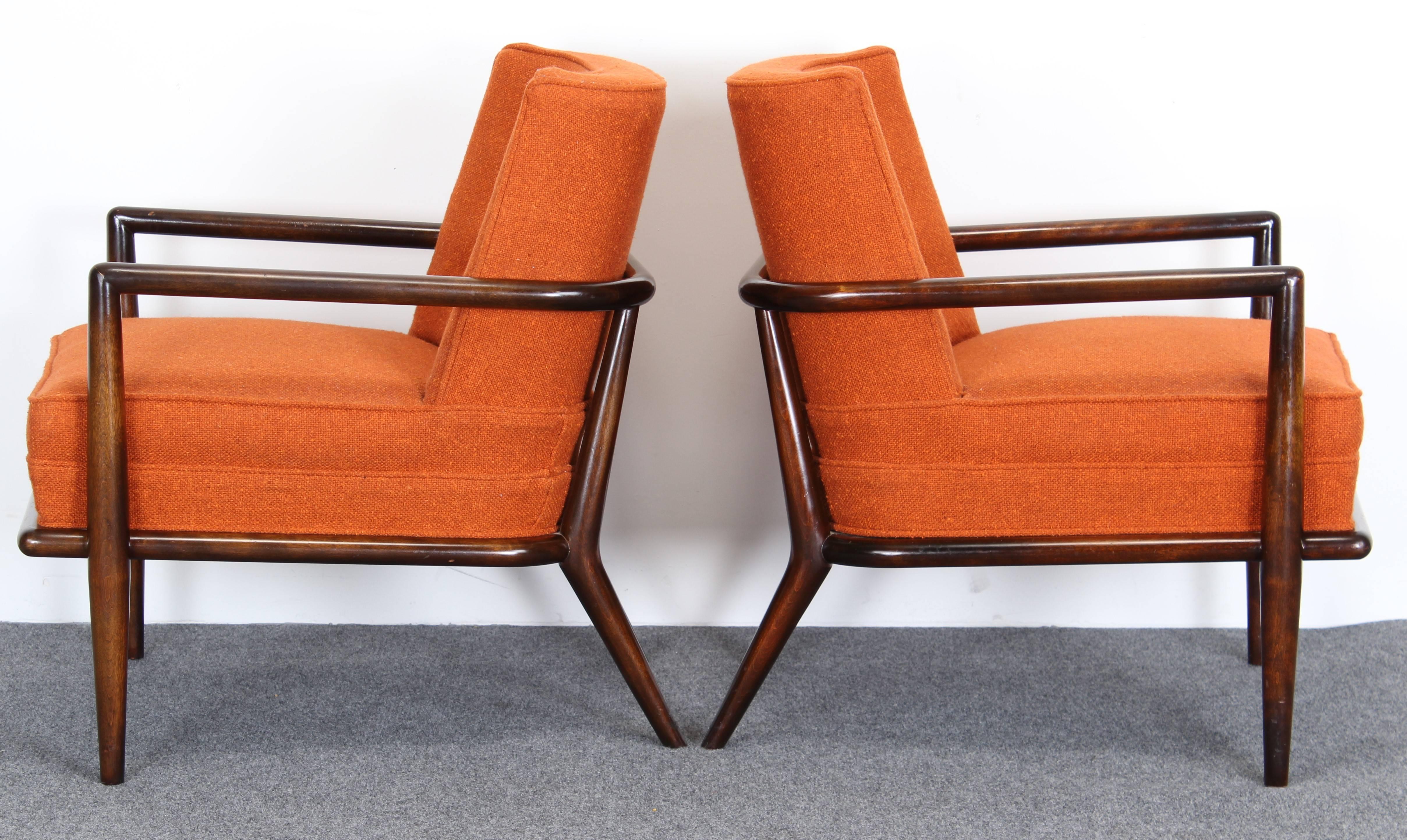 American Pair of Lounge Chairs Model No. 1721 by T.H. Robsjohn-Gibbings, 1950s