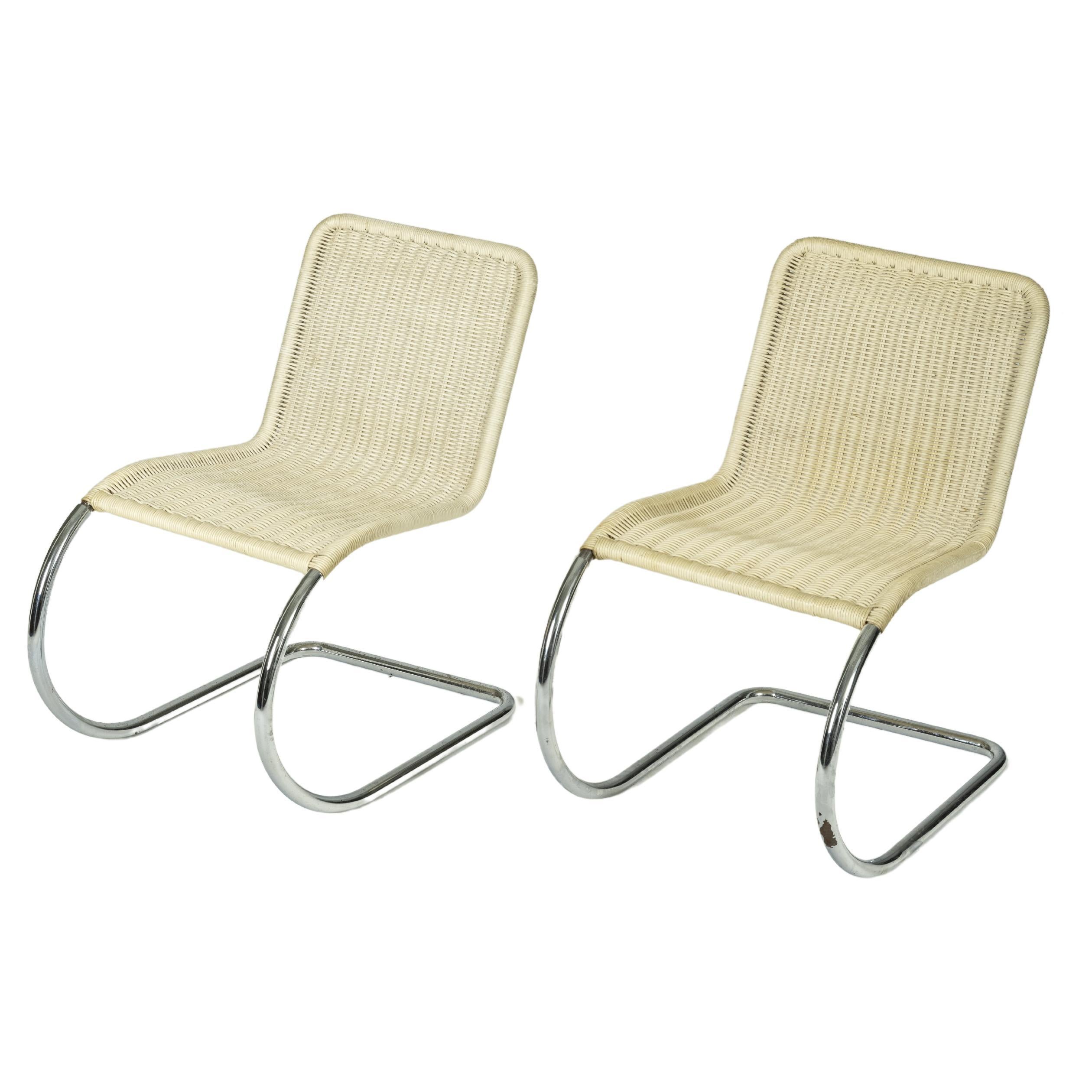 Pair of Lounge Chairs "MR10" by Ludwig Mies Van Der Rohe For Sale