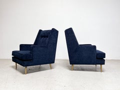 Pair of Lounge Chairs on Brass Legs by Edward Wormley for Dunbar