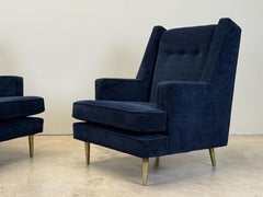 Pair of Lounge Chairs on Brass Legs by Edward Wormley for Dunbar