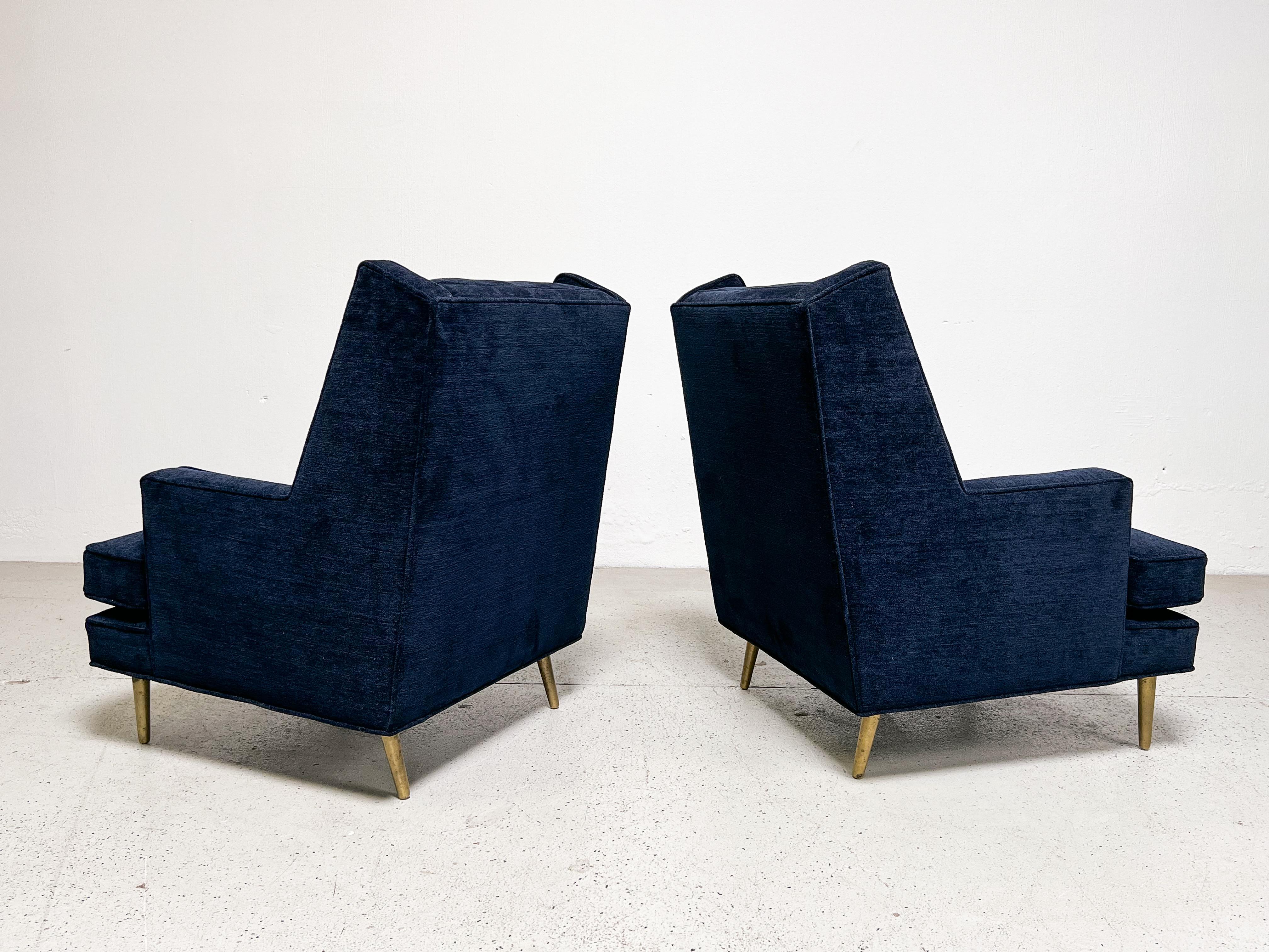 Paire de fauteuils de salon sur pieds en laiton par Edward Wormley pour Dunbar en vente 2