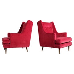 Pair of Lounge Chairs on Brass Legs by Edward Wormley for Dunbar