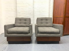 Pair of Lounge Chairs on Plinth Base