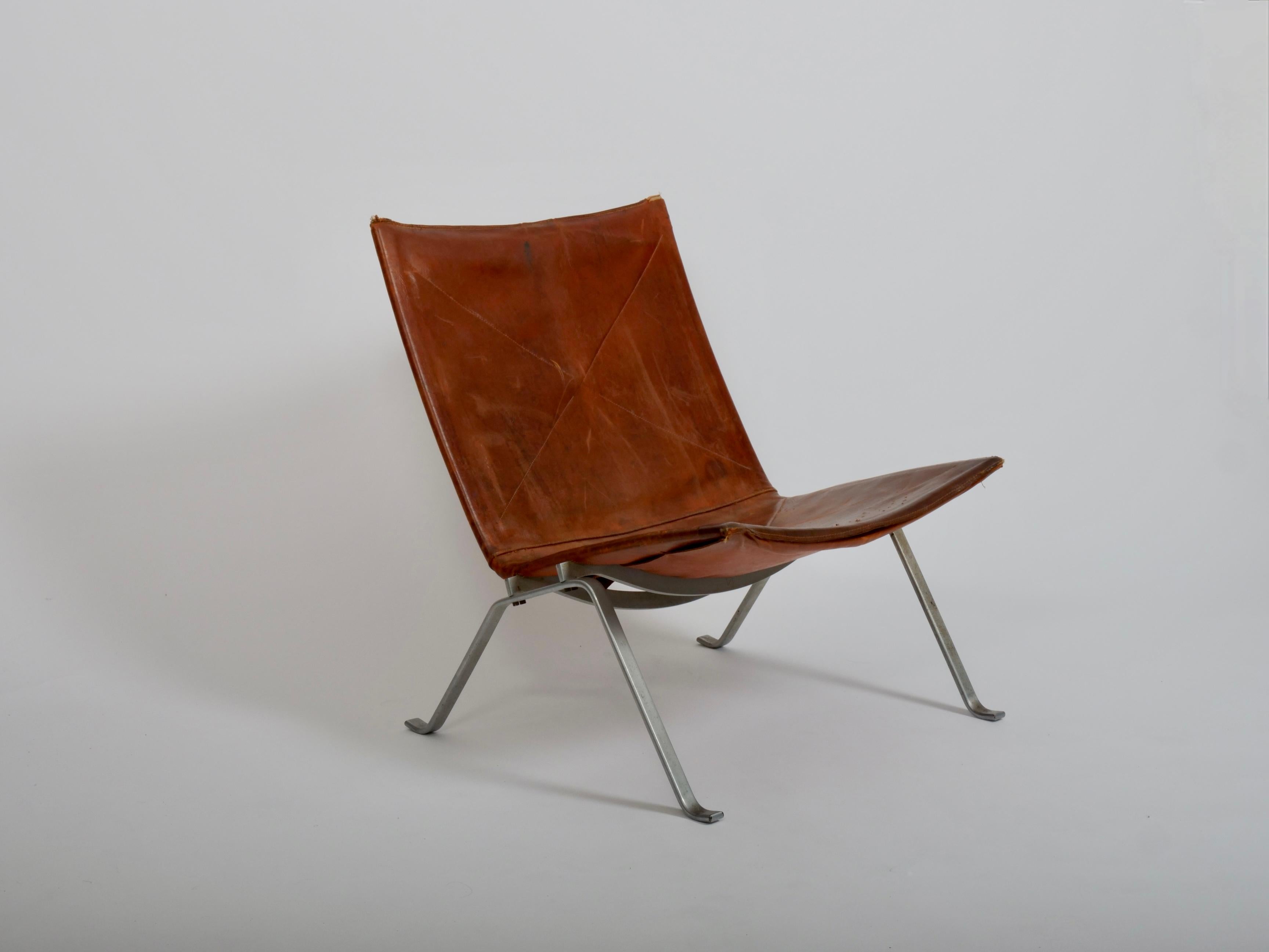 Pair of Lounge Chairs PK22 by Poul Kjaerholm for E. Kold Christensen c1960 In Good Condition For Sale In London, GB