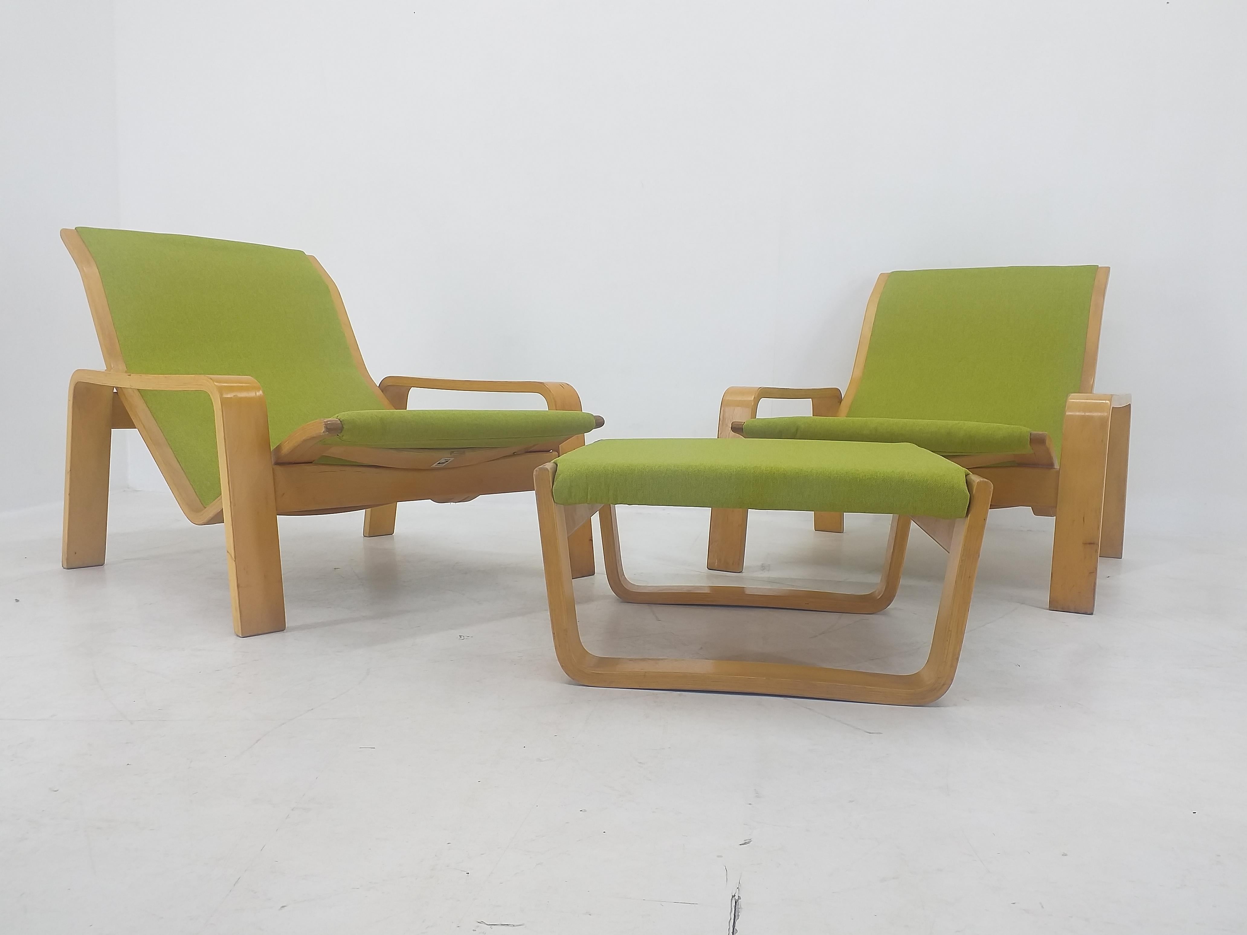Pair of Lounge Chairs Pulkka, Ilmari Lappalainen for ASKO, Finland, 1970s For Sale 1