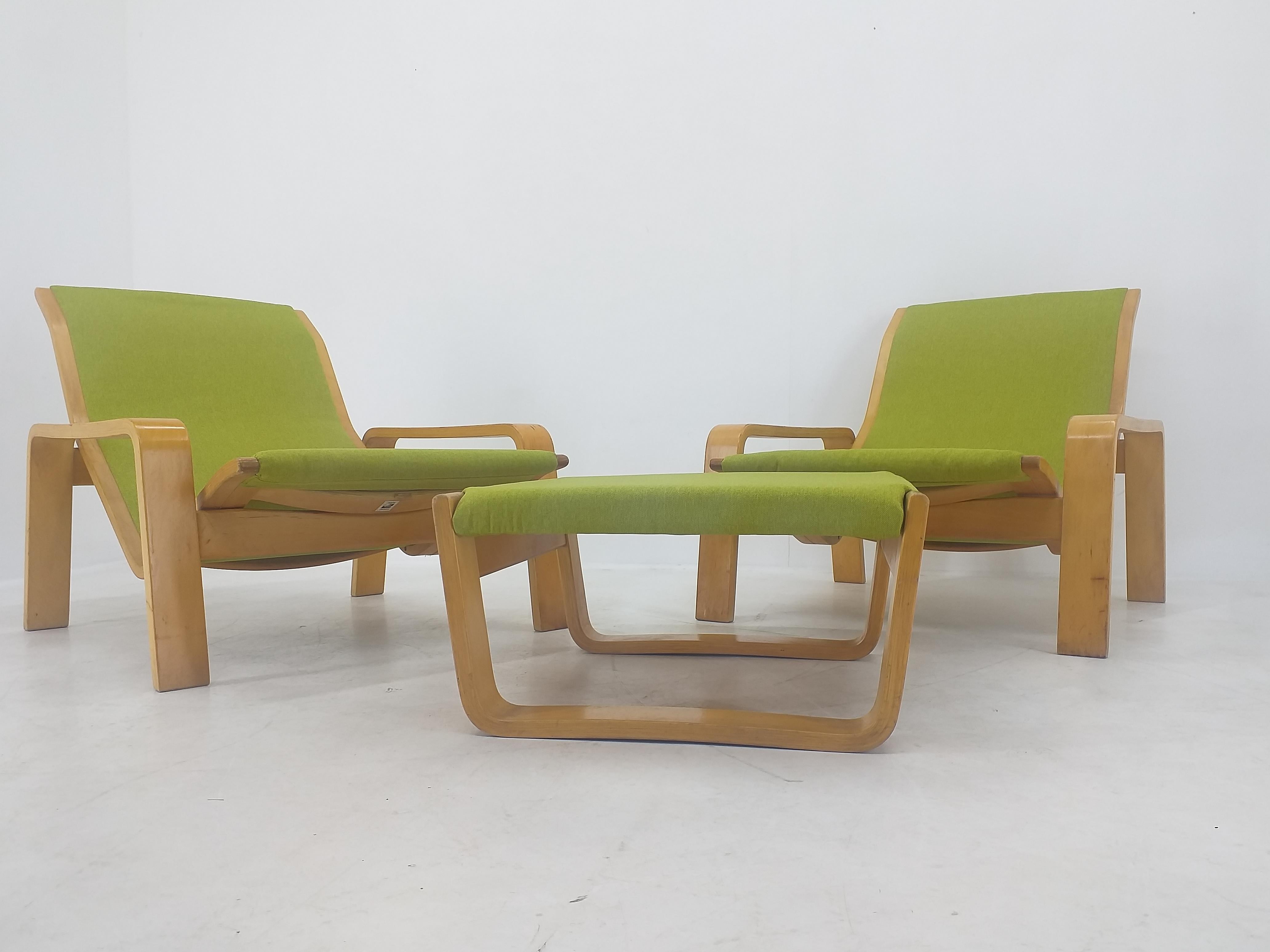Pair of Lounge Chairs Pulkka, Ilmari Lappalainen for ASKO, Finland, 1970s For Sale 2