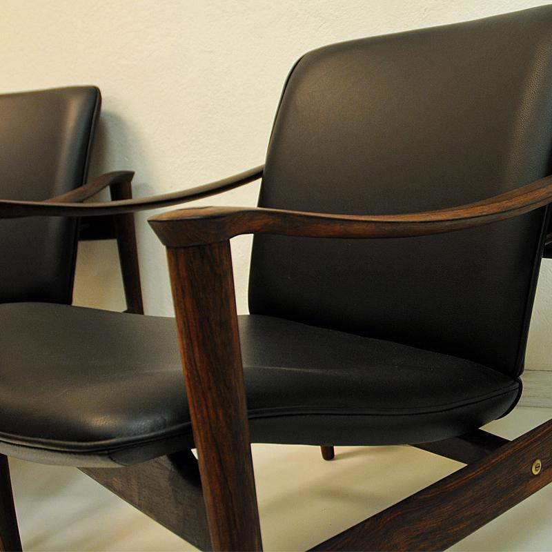 Pair of Lounge Chairs Rosewood 711 by Fredrik Kayser-Vatne Lenestolfabrikk 1960s In Good Condition In Stockholm, SE