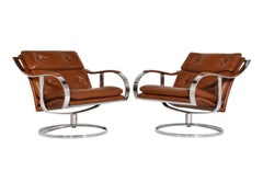 Pair of Lounge Chairs Series 455 by Gardner Leaver in Cognac Leather