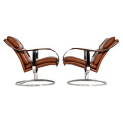 Pair of Lounge Chairs Series 455 by Gardner Leaver in Cognac Leather