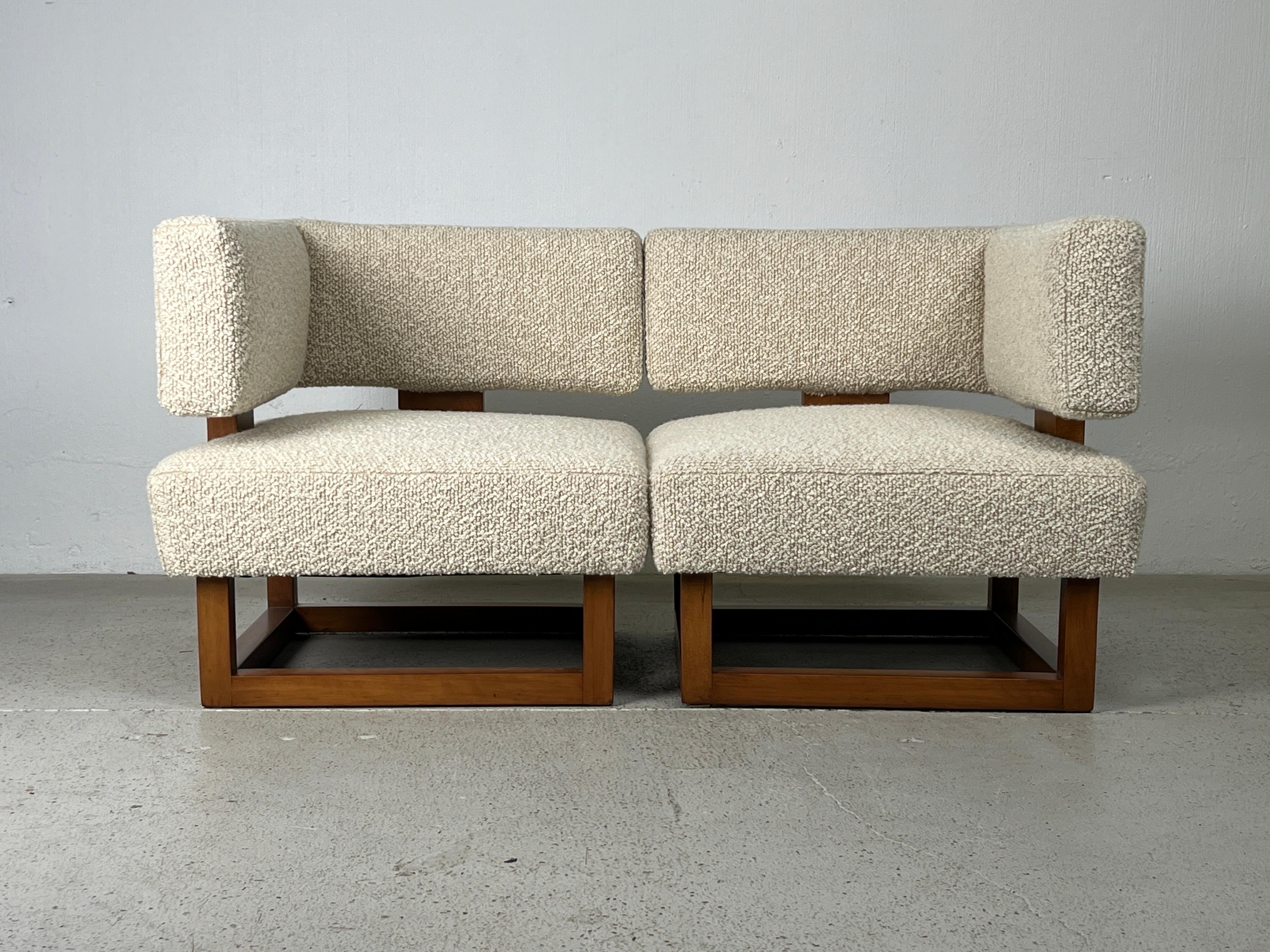 Mid-20th Century Pair of Lounge Chairs / Settee by Brown Saltman  For Sale