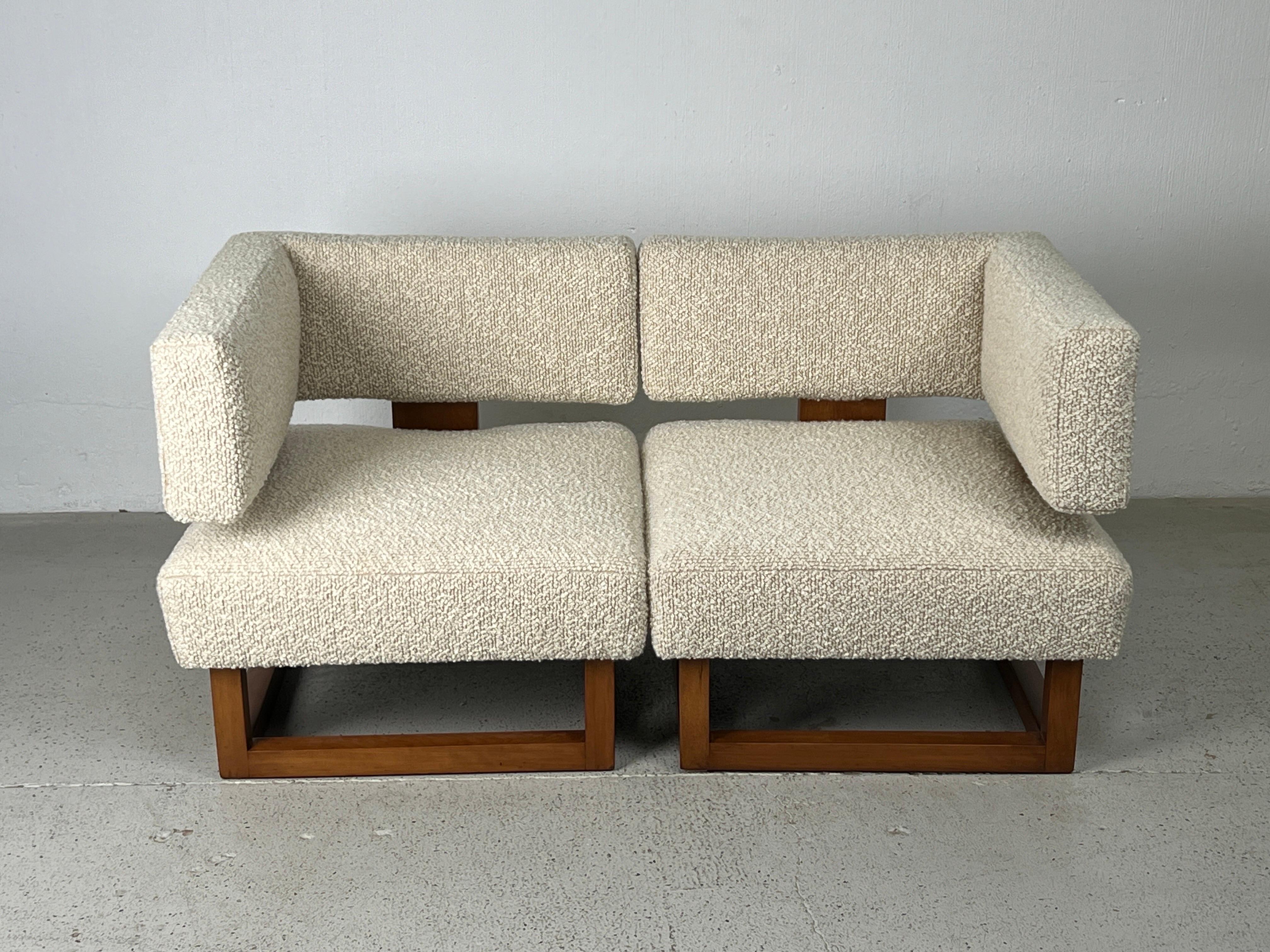 Bouclé Pair of Lounge Chairs / Settee by Brown Saltman 