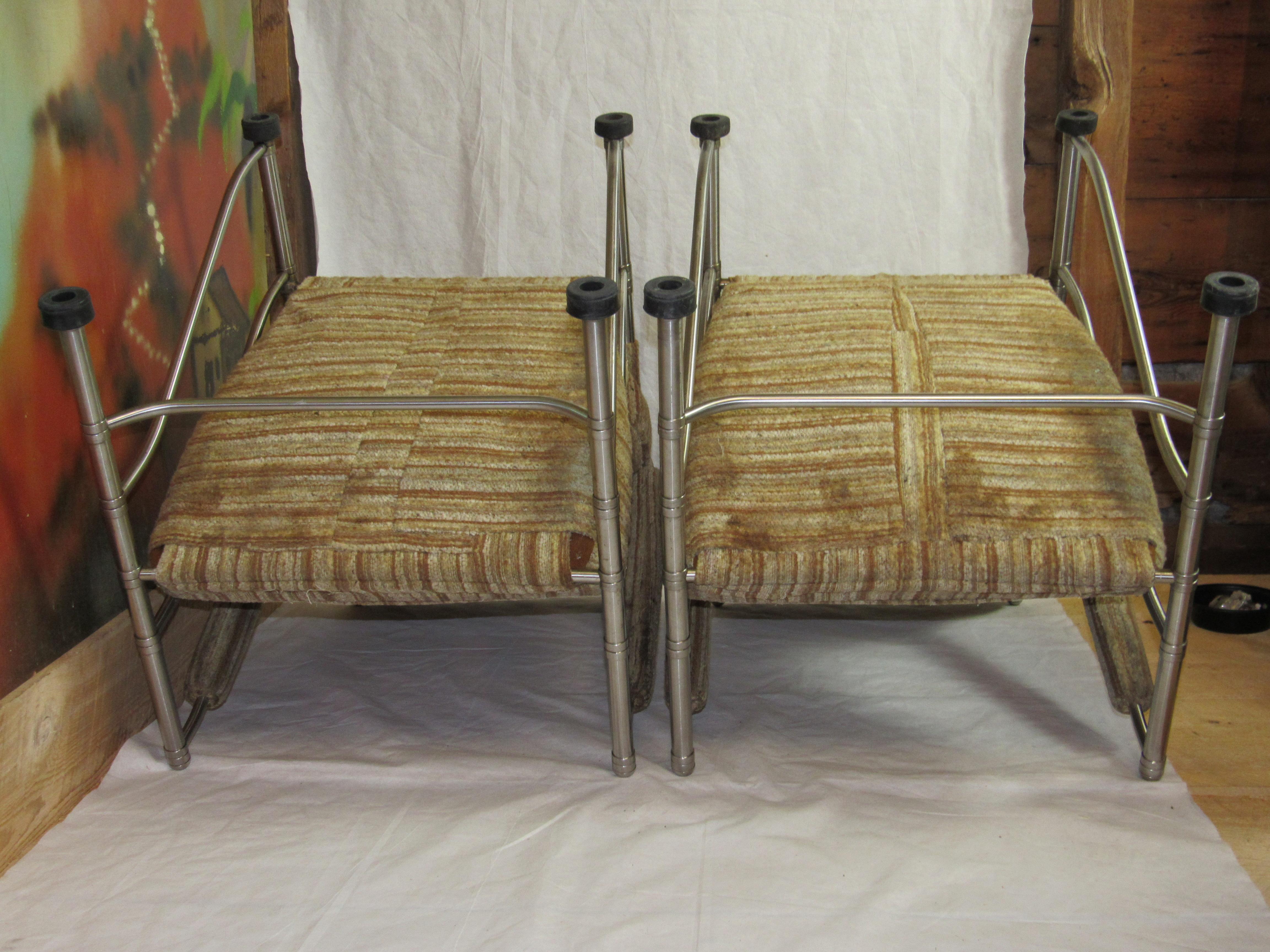 Stainless Steel Pair of Lounge Chairs Warren McArthur Style No. 1014 AUR, circa 1935
