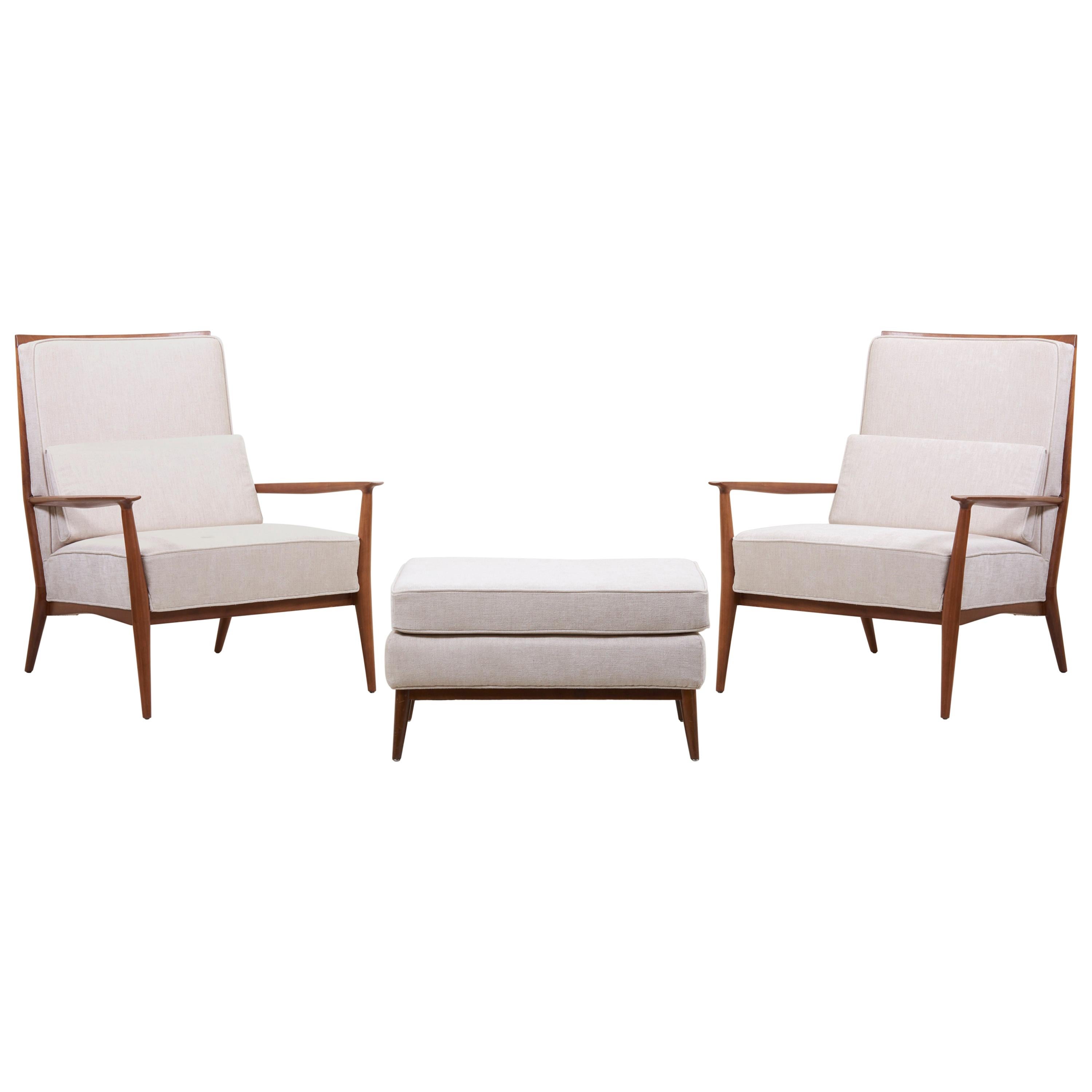 Pair of Lounge Chairs with an Ottoman by Paul McCobb for Directional, US, 1950s