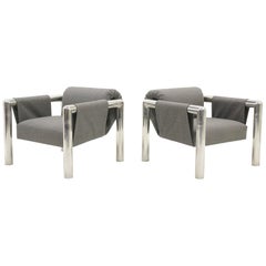 Pair of Lounge Chairs with Arms by John Mascheroni, New Maharam Upholstery