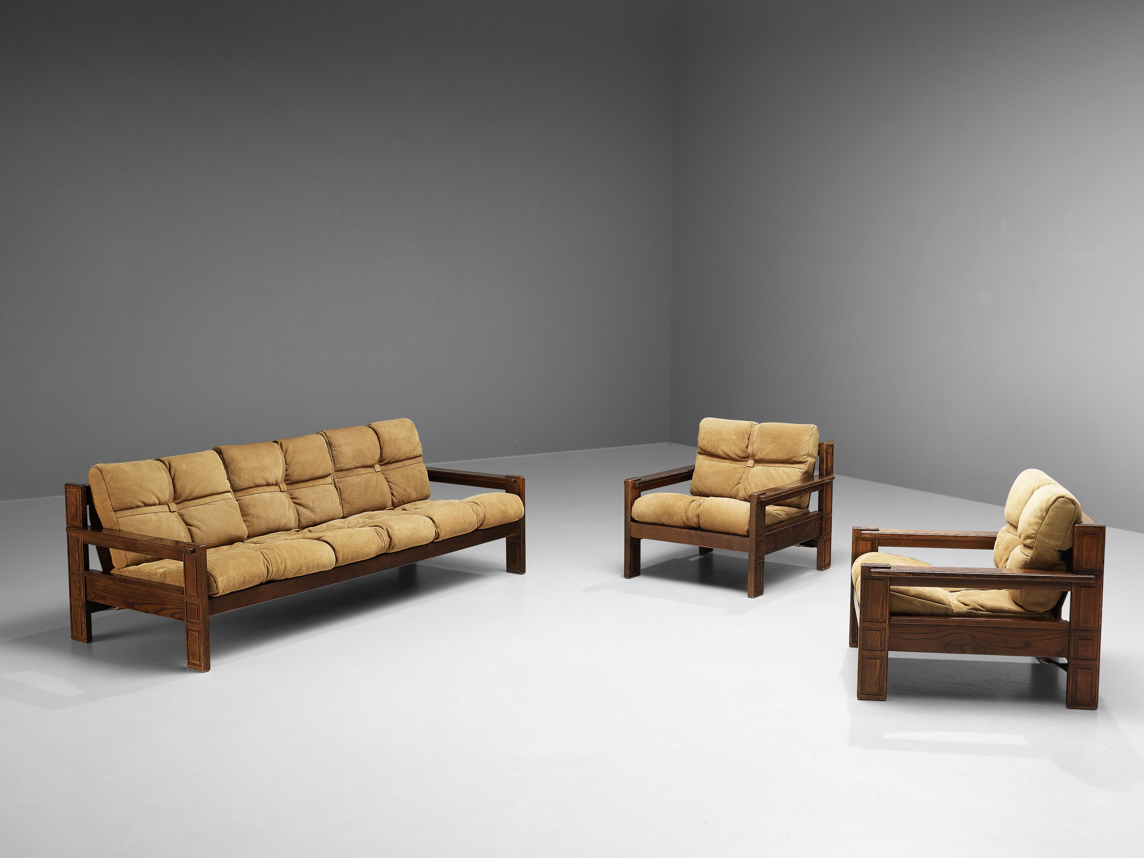 Pair of Carl Straub Lounge Chairs in Ash and Suede 4