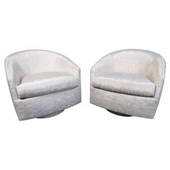 Pair of Lounge Chairs with Floral Upholstery by Directional
