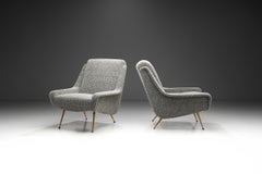 Pair of Lounge Chairs with Gilded Brass Legs for Erton, France circa 1950s
