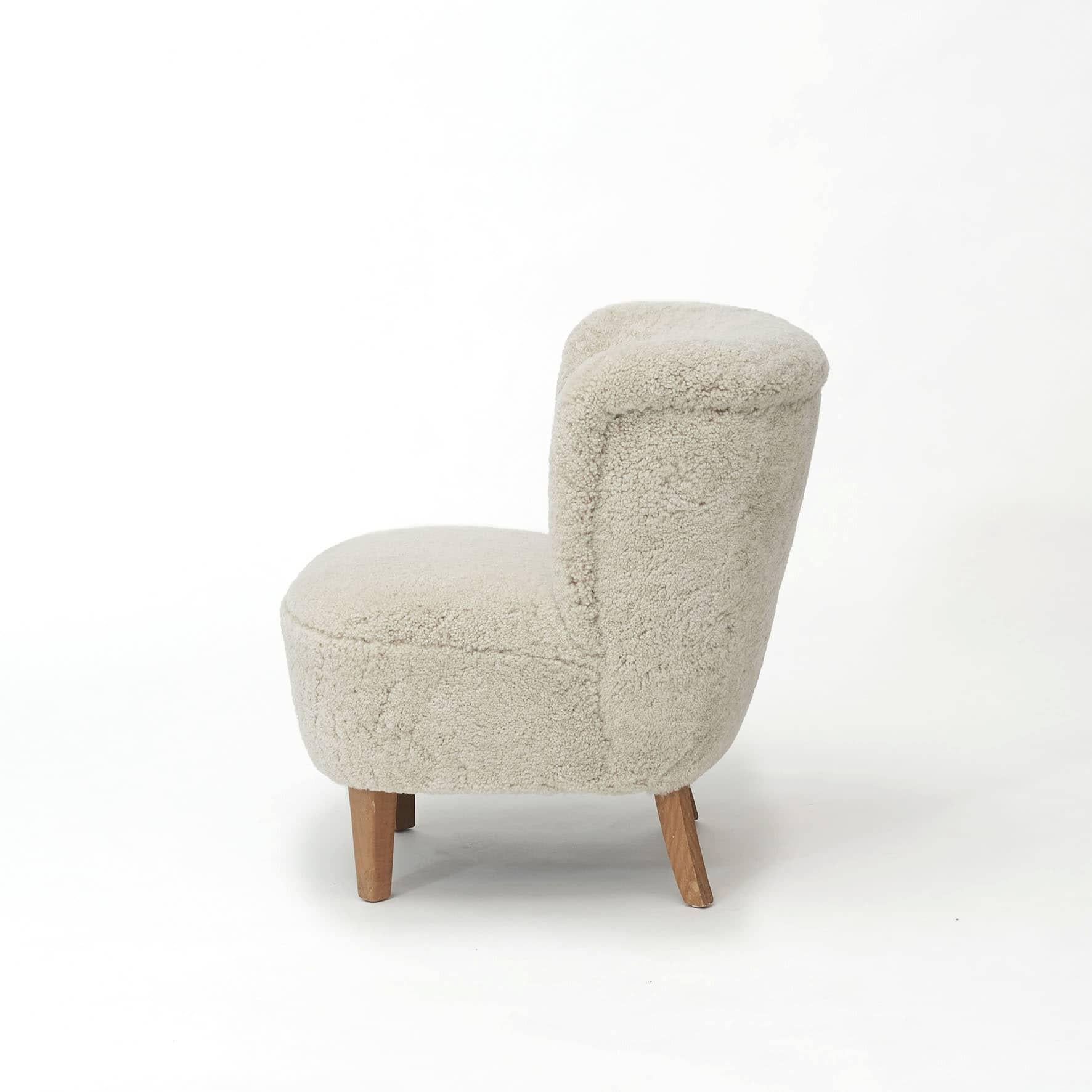 Paire de fauteuils de salon/fauteuils en cuir d'agneau, design danois, 1940-1950 Bon état - En vente à Kastrup, DK